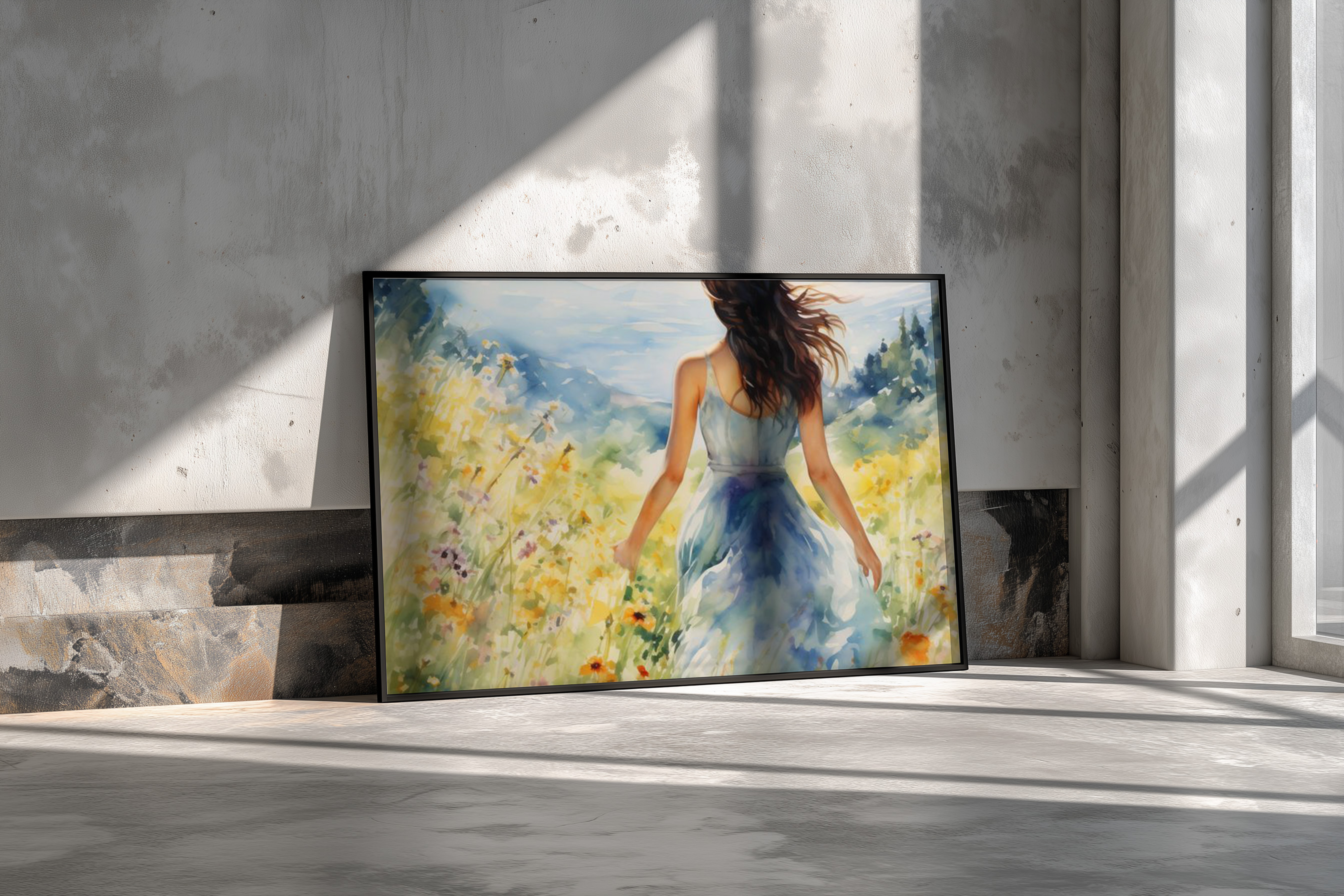Blooming Daydream – Woman in Wildflower Meadow Wall Art