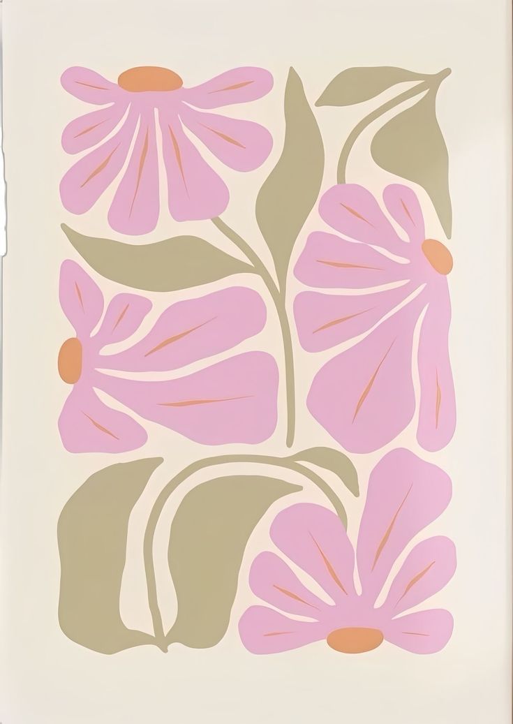 Modern Floral Wall Art Print – Pink Abstract Flower Illustration | Minimalist Botanical Decor