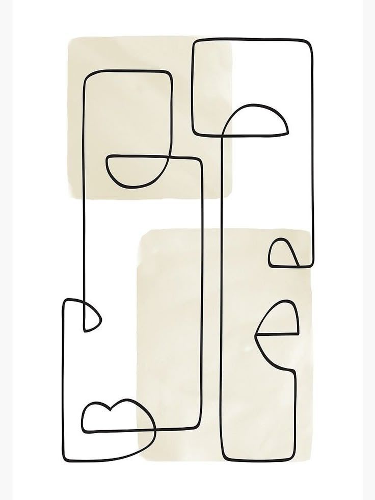 Minimalist Geometric Line Art Print – Modern Abstract One Line Shapes