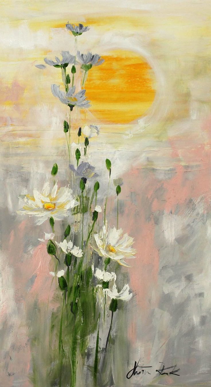 Golden Bloom – Sunrise Daisy Impressionist Wall Art
