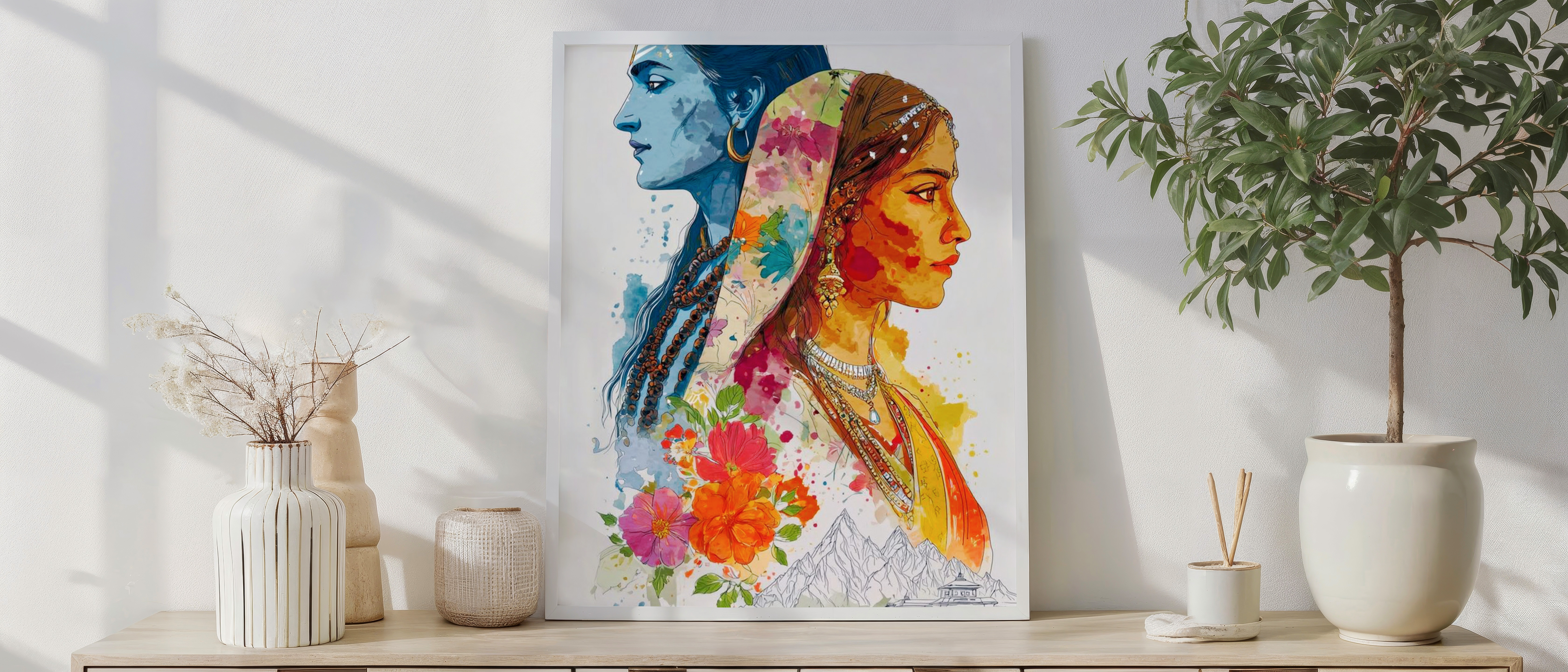 Divine Union of Shiva & Parvati Abstract Art