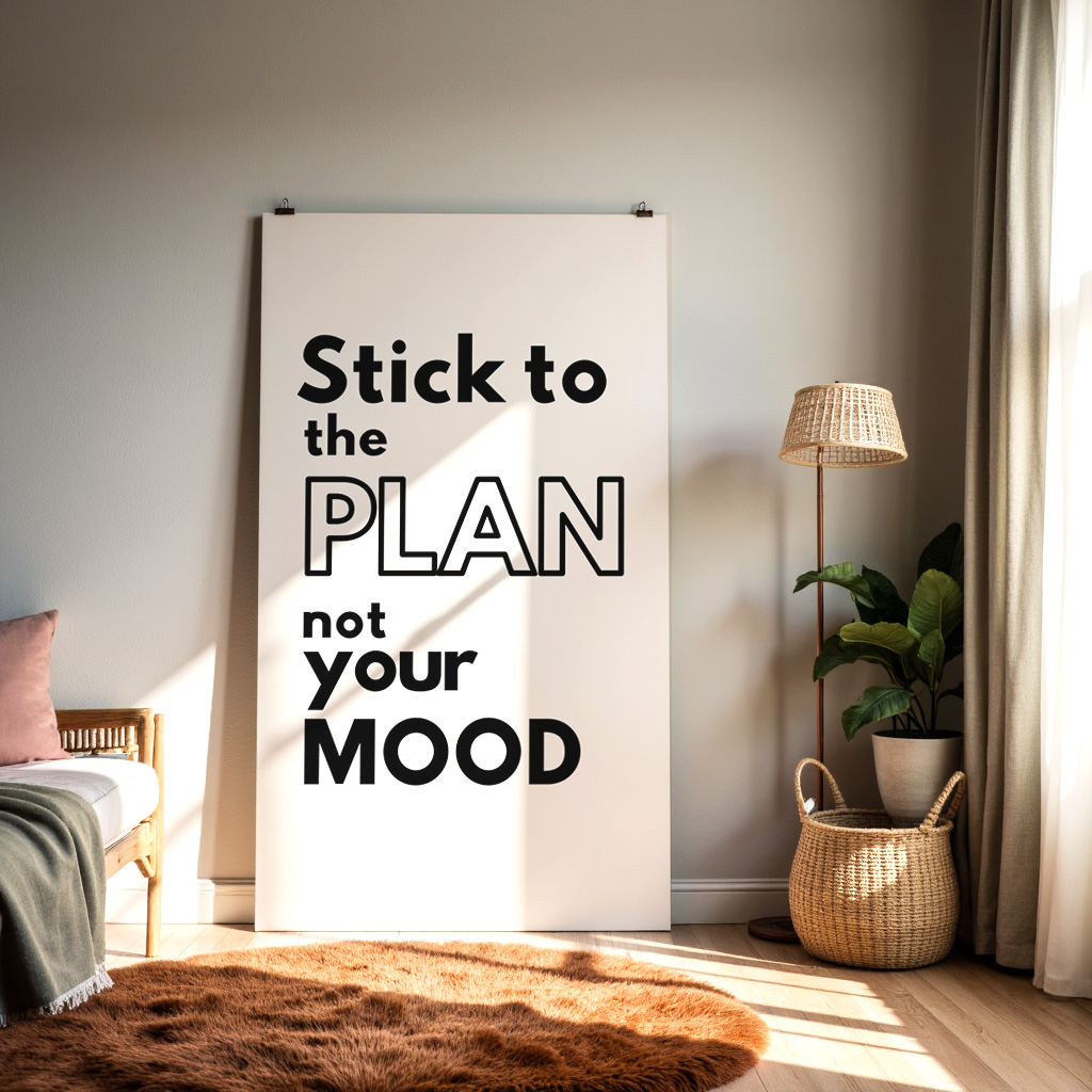 Motivational Quote Wall Art – “Stick to the Plan, Not Your Mood”