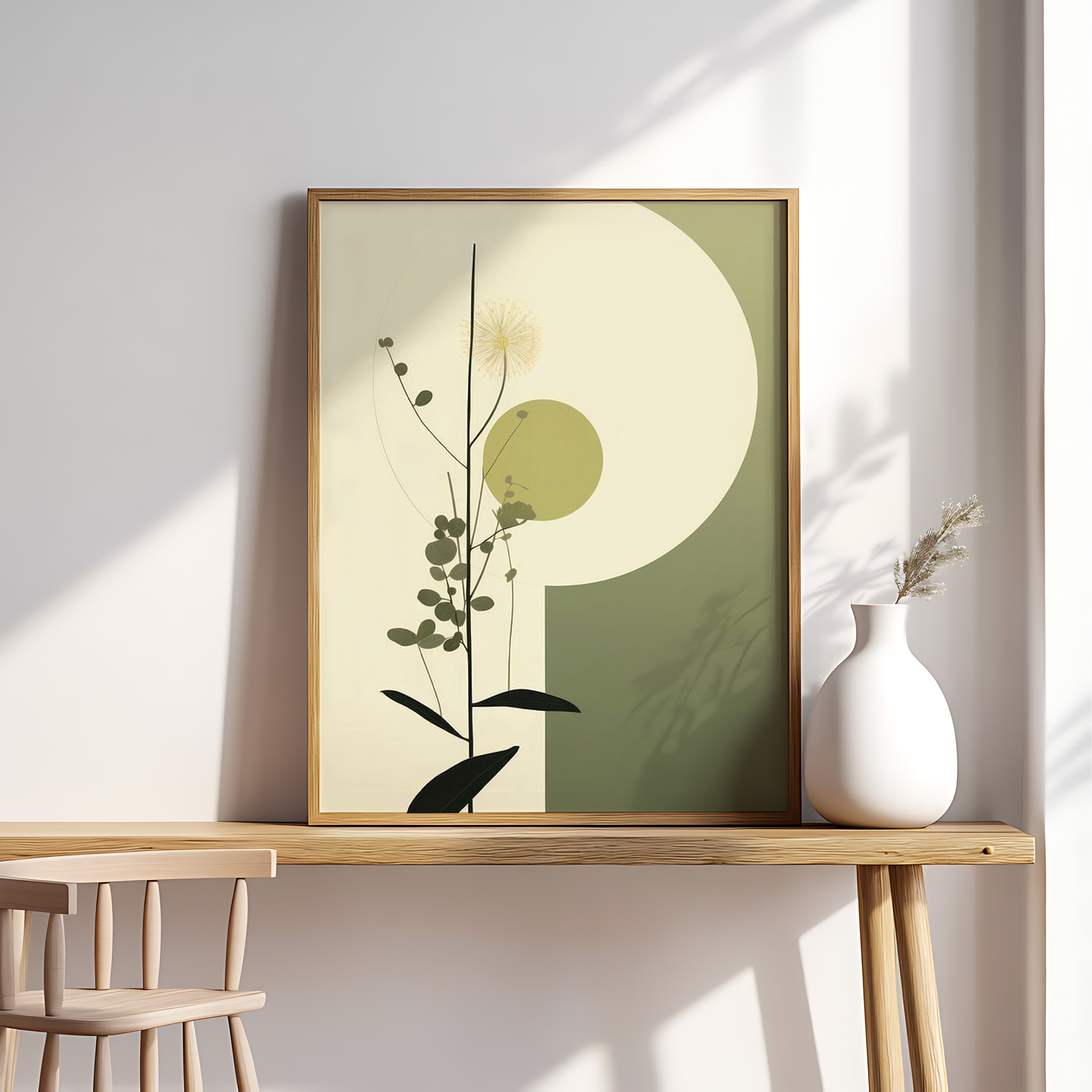 Modern Botanical Abstract Art Print – Minimalist Green Wall Décor