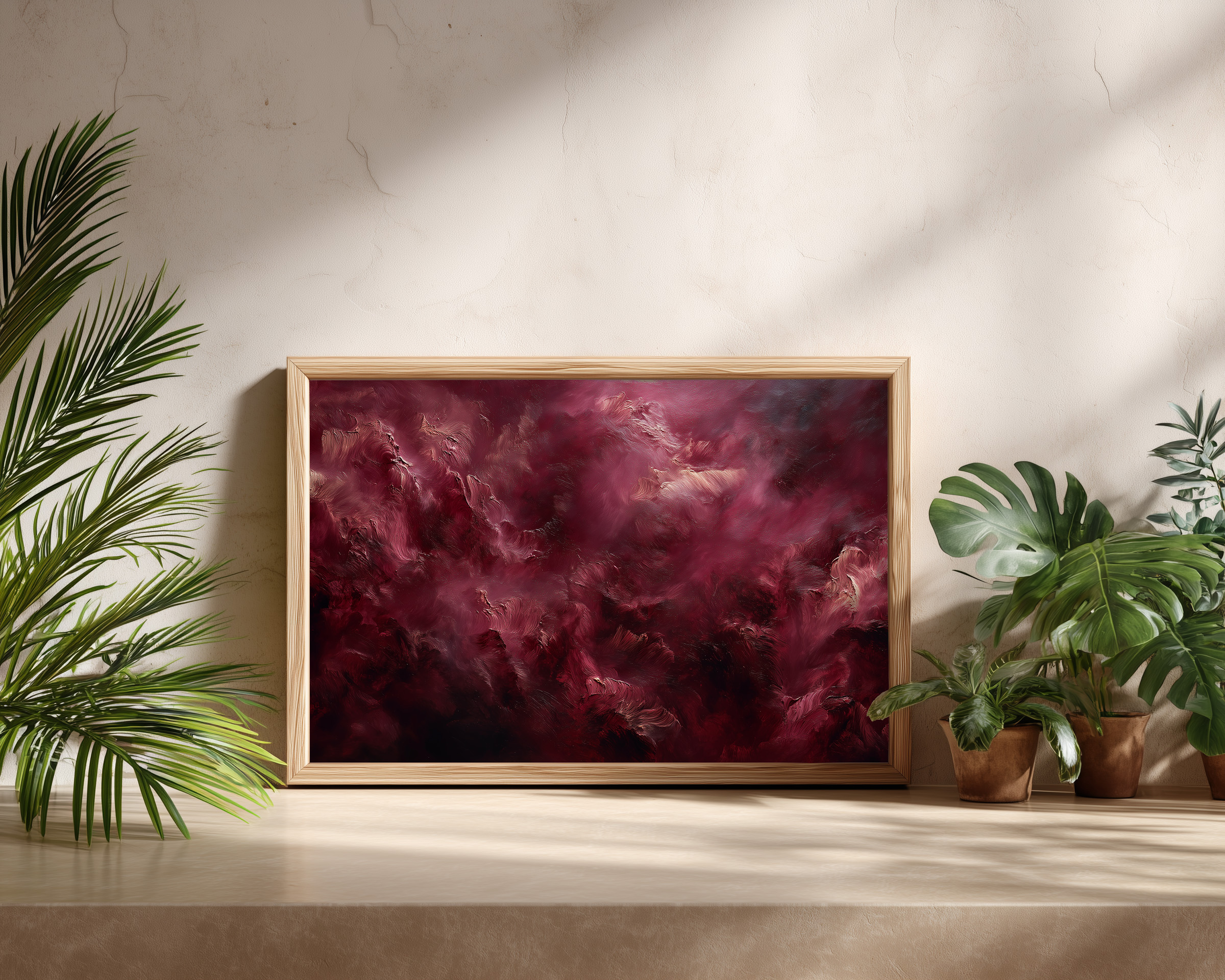 Deep Red Abstract Wall Art