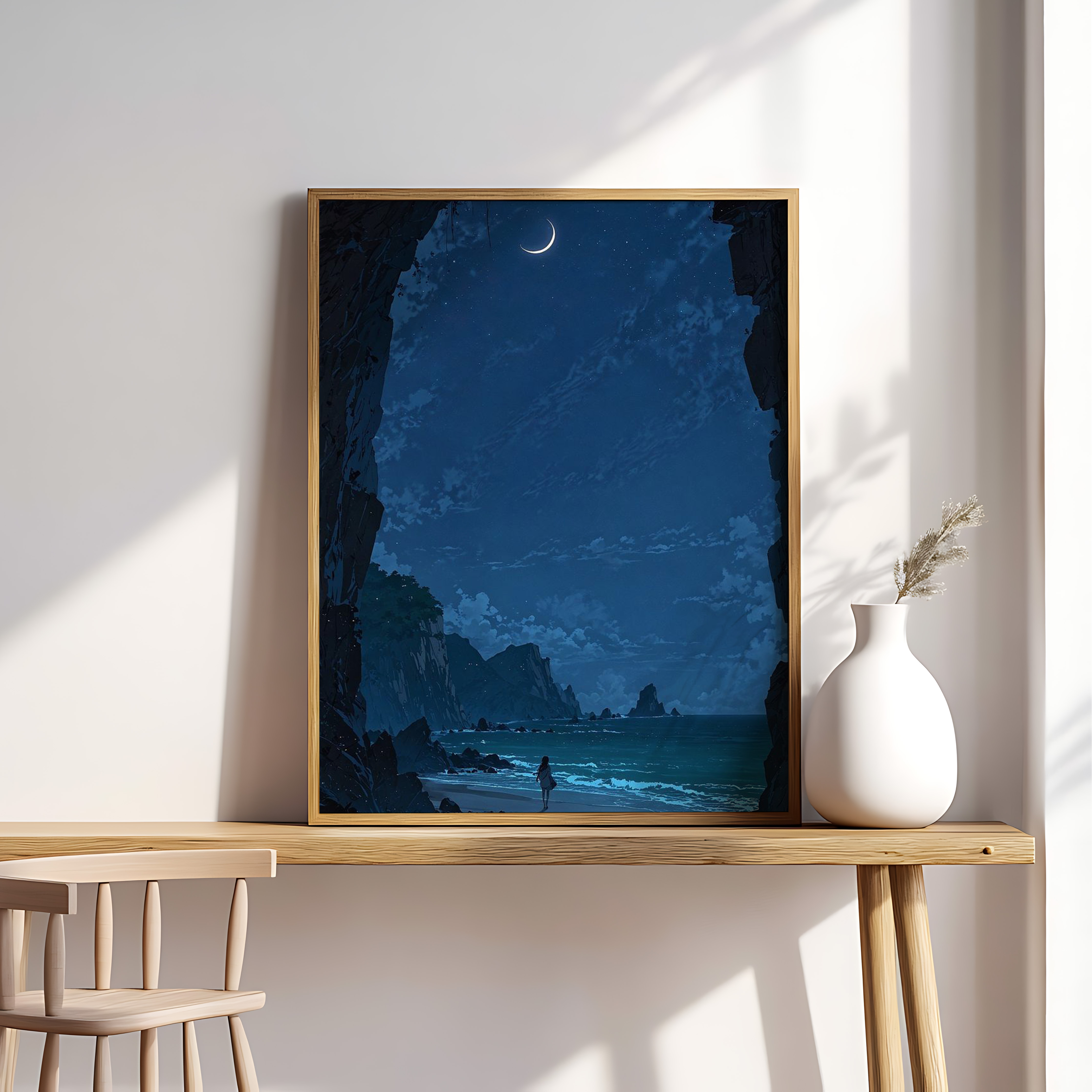 Moonlit Passageway by the Sea