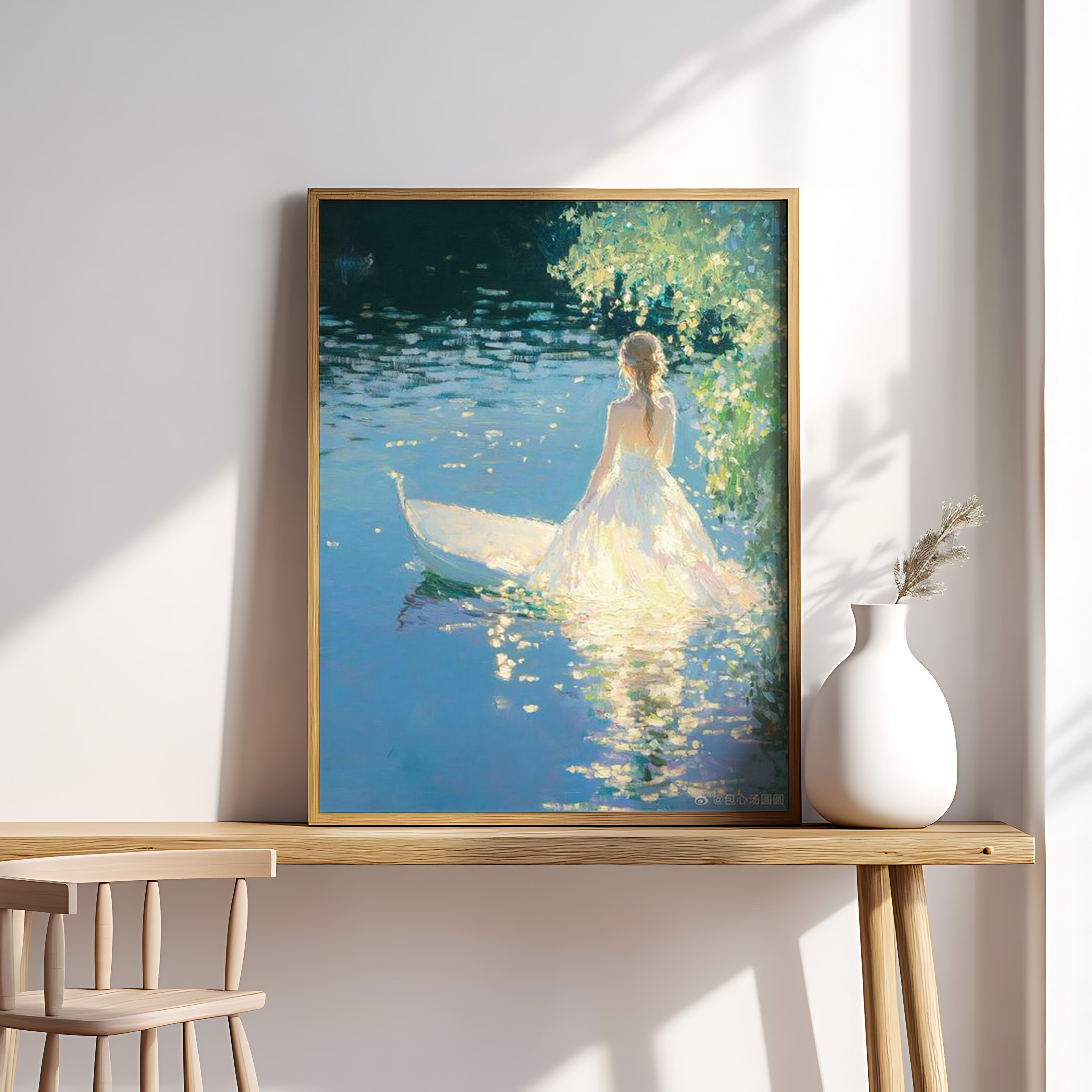 Radiant Serenity – Dreamlike Girl by the Water Wall Art
