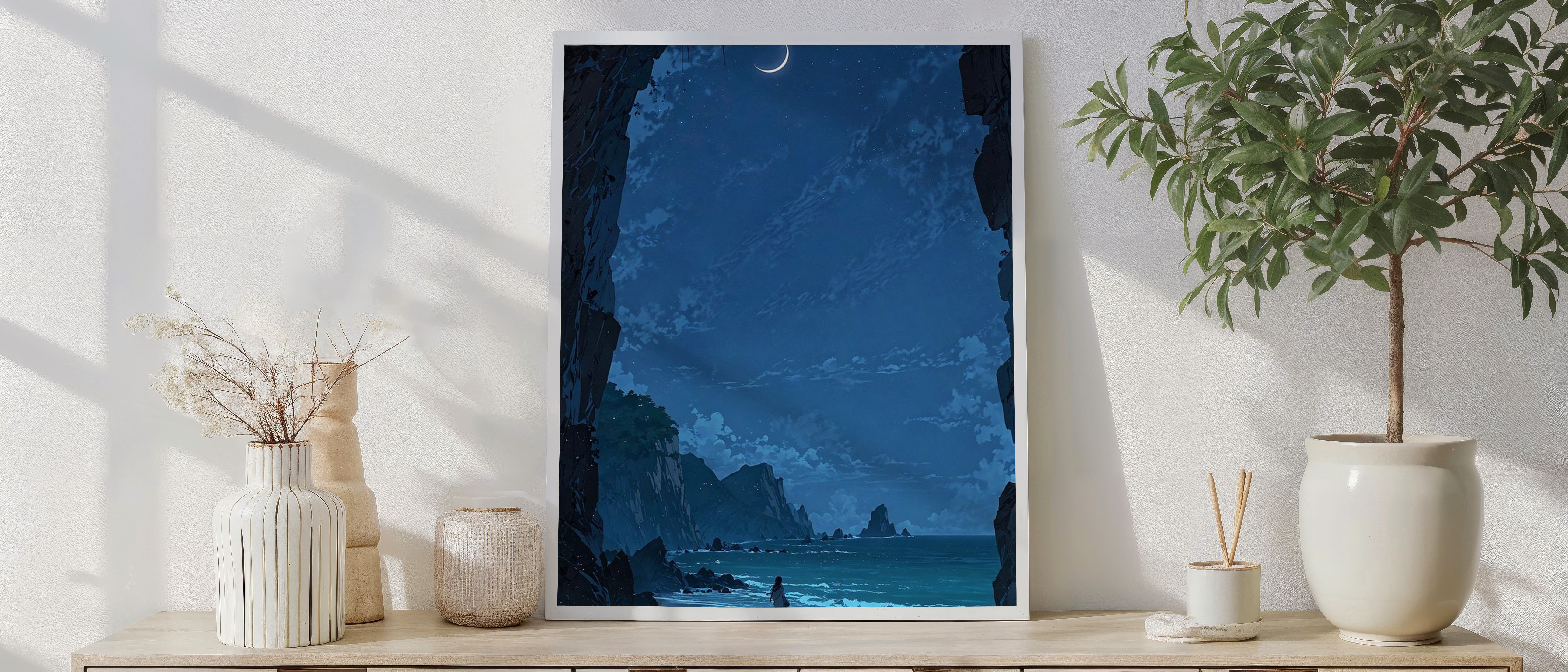 Moonlit Passageway by the Sea