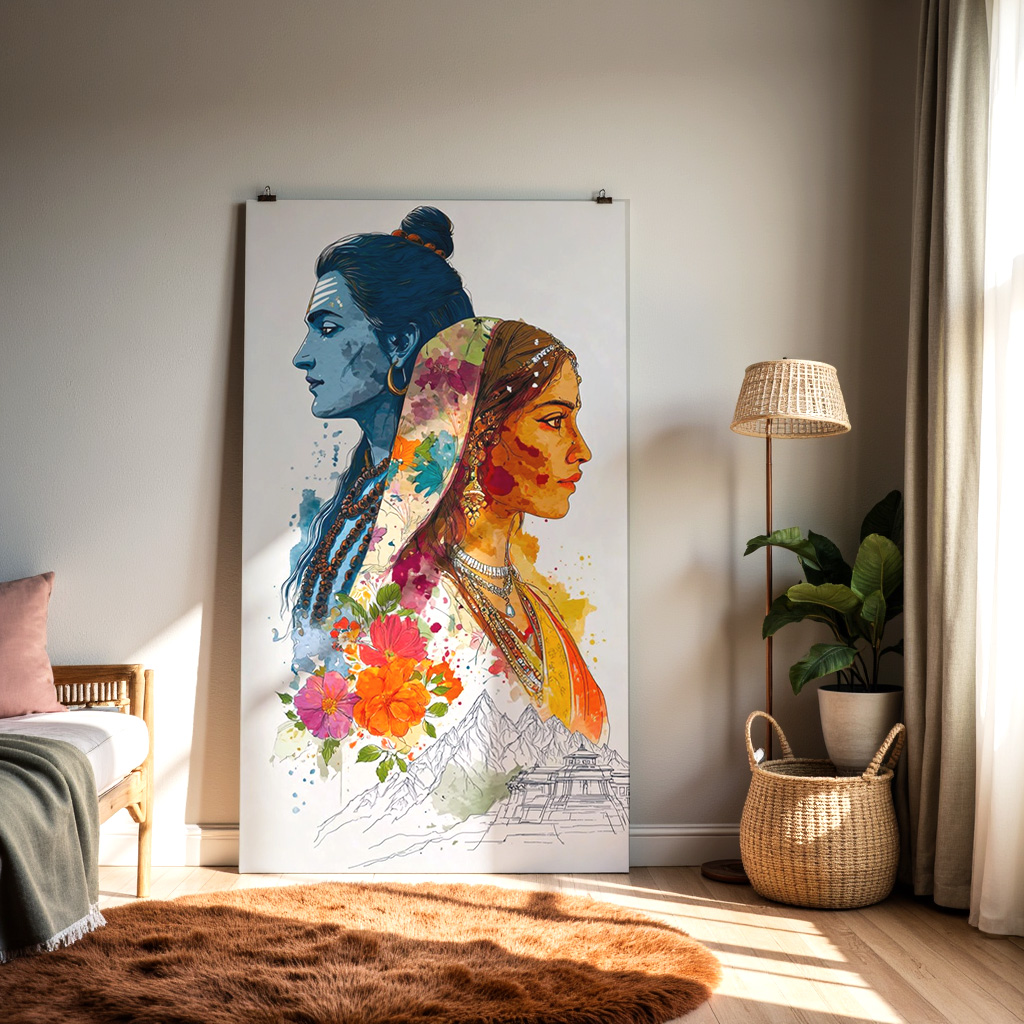 Divine Union of Shiva & Parvati Abstract Art