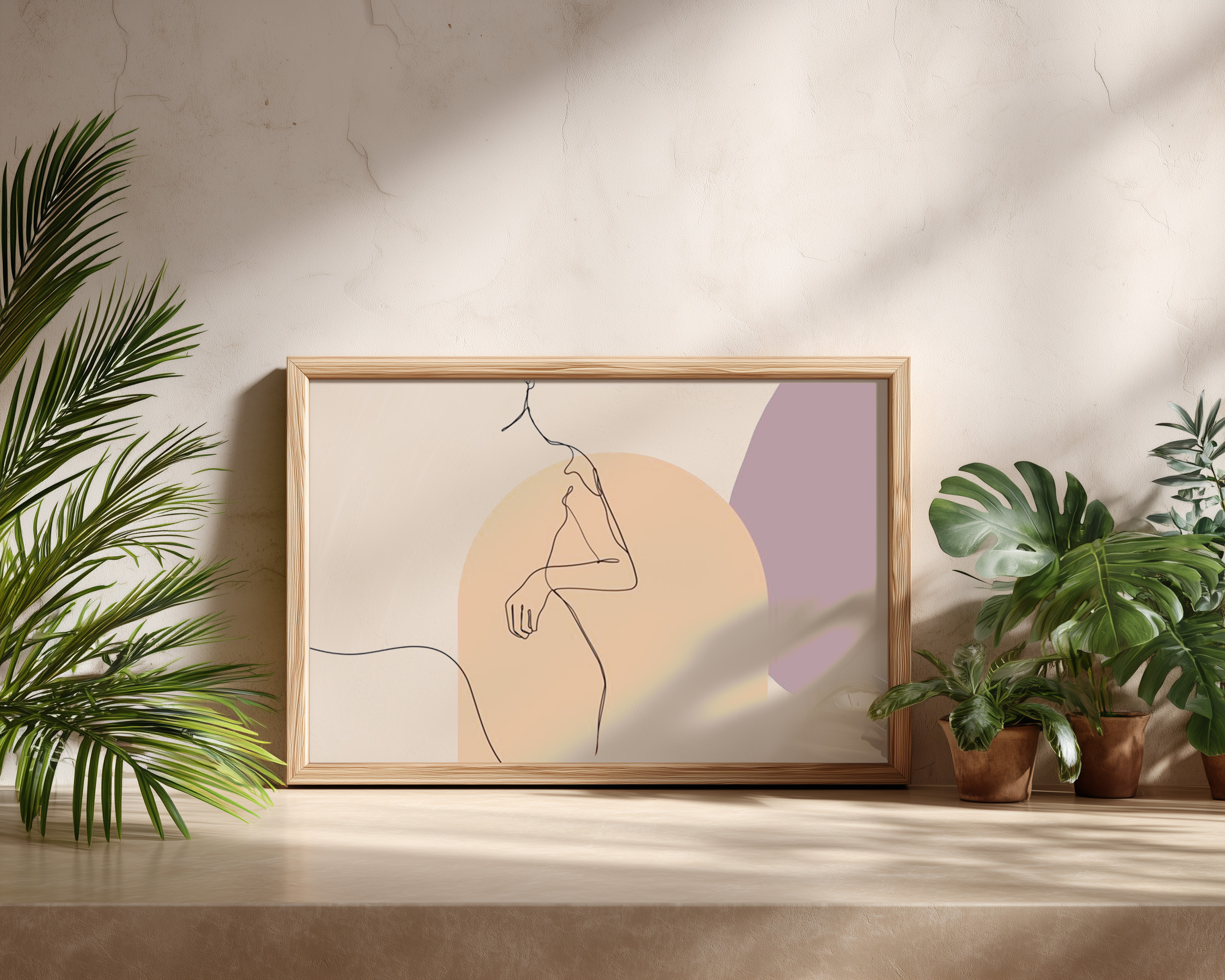 Minimalist One-Line Woman Art Print – Abstract Neutral Modern Wall Decor