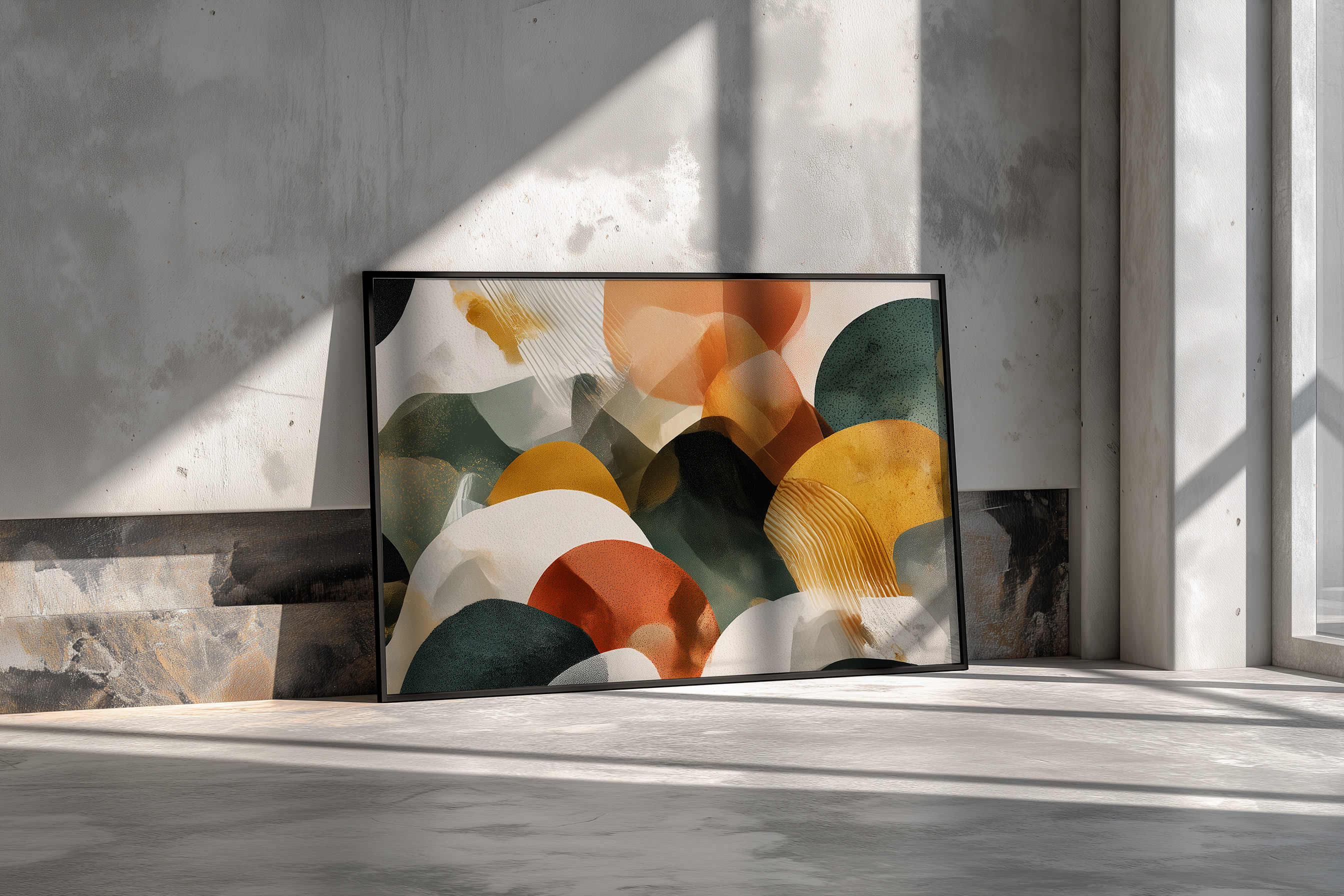 Modern Abstract Landscape Wall Art – Warm Earth Tones & Organic Shapes