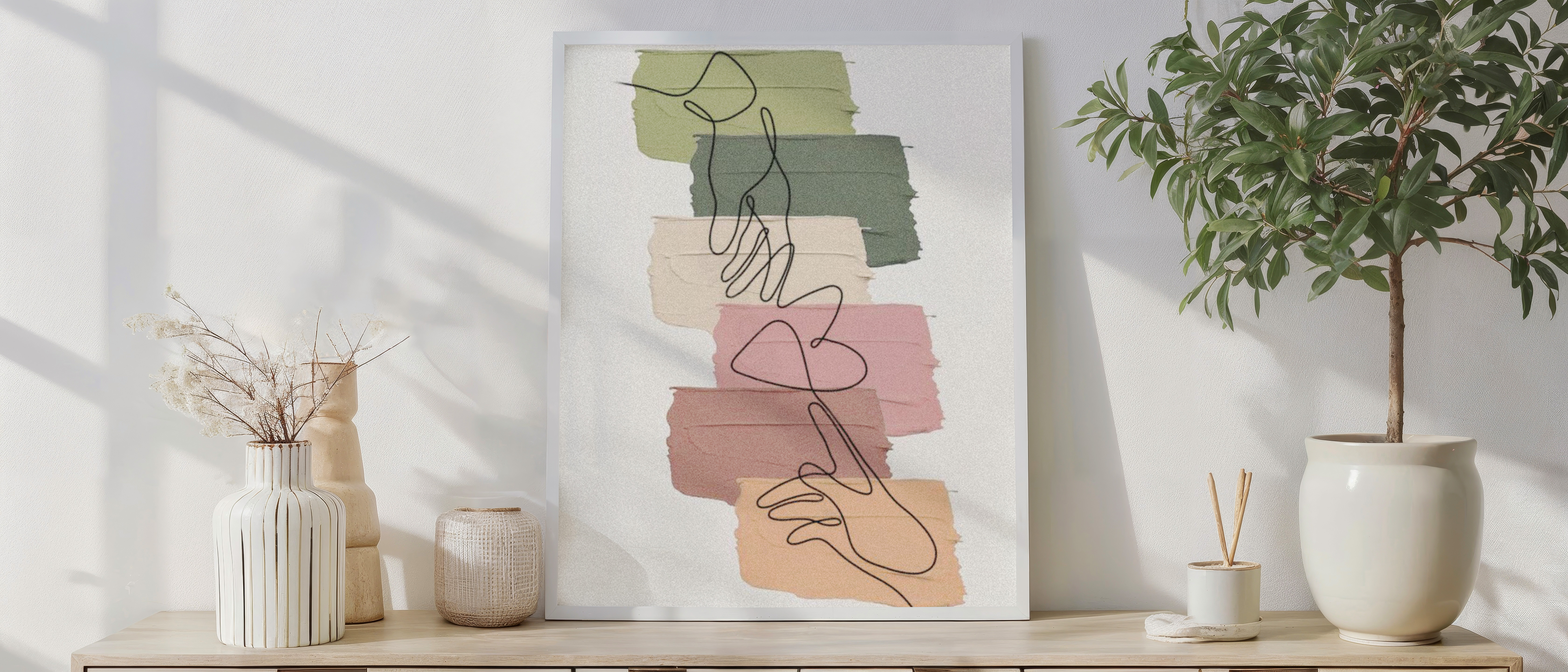 Abstract Line Art Hands – Modern Minimal Wall Art