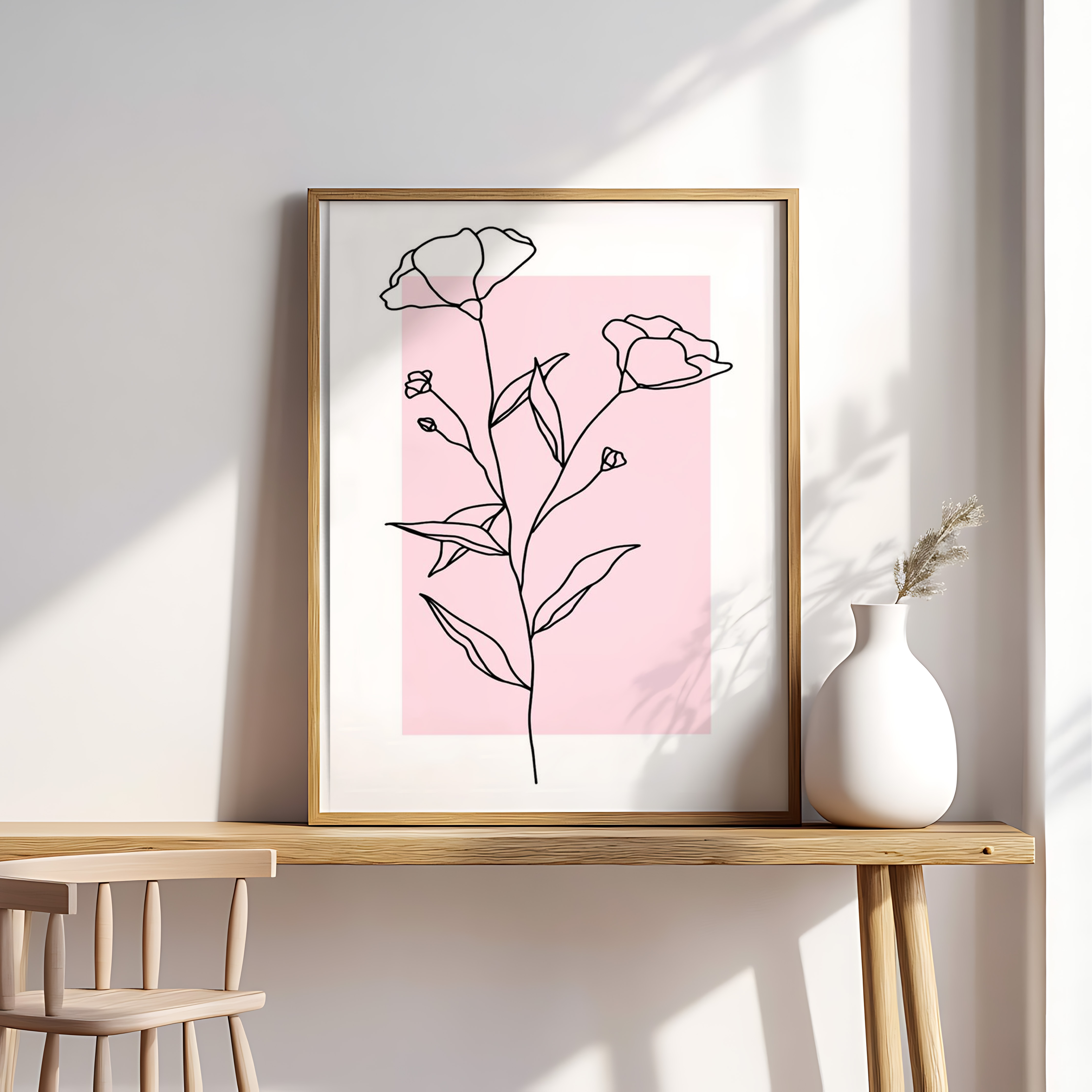 Minimalist One-Line Floral Art Print – Modern Botanical Line Drawing