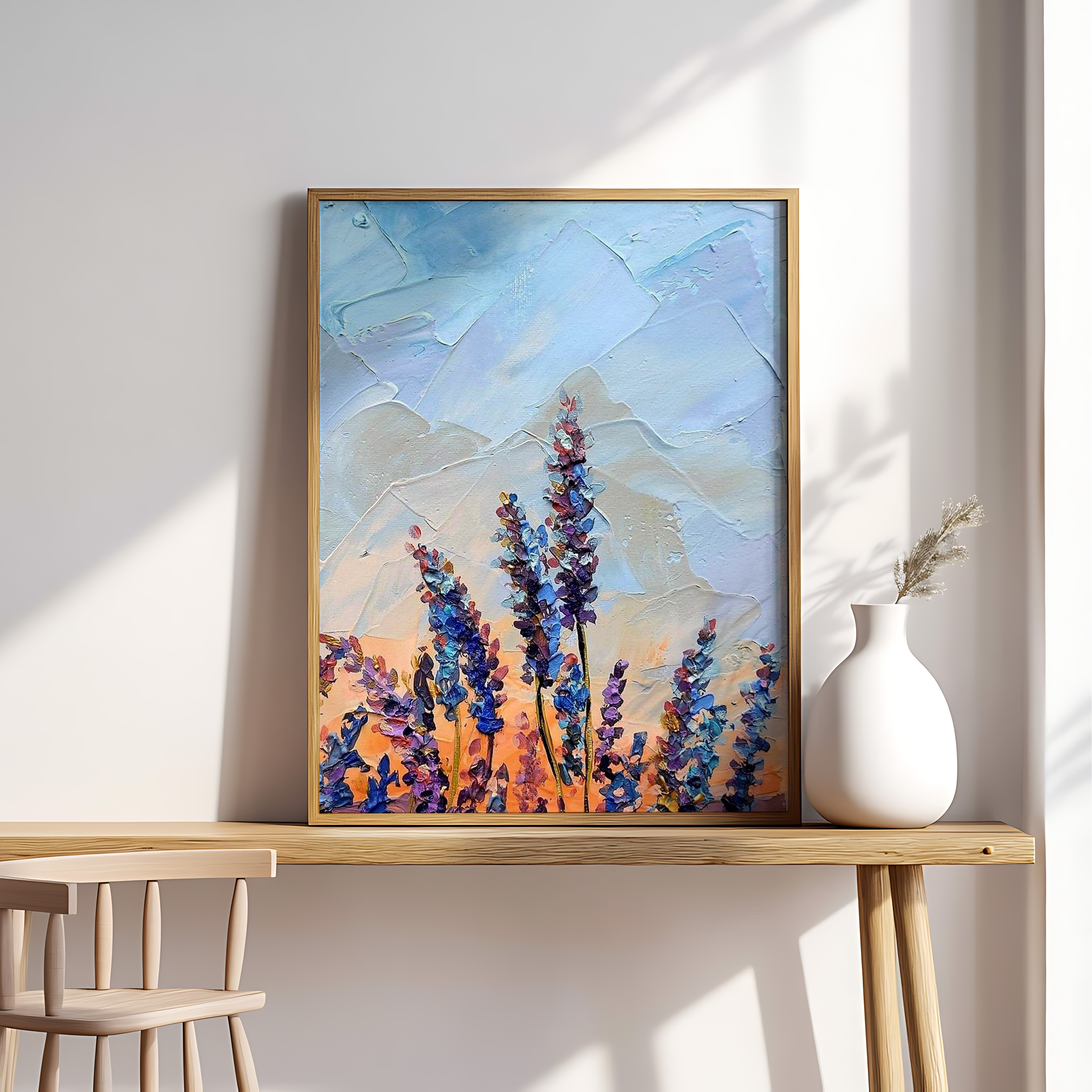 Lavender Dawn – Textured Floral Sunrise Wall Art