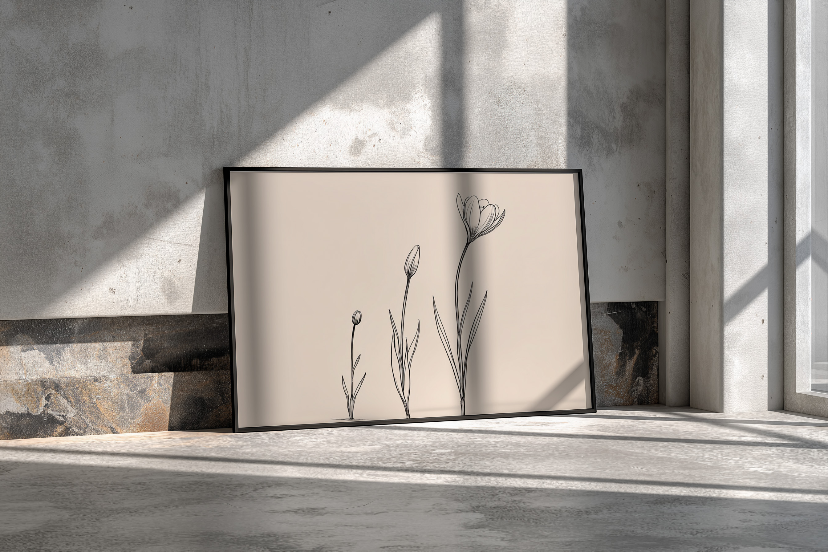 Minimalist Flower Growth Art Print – Botanical Line Illustration