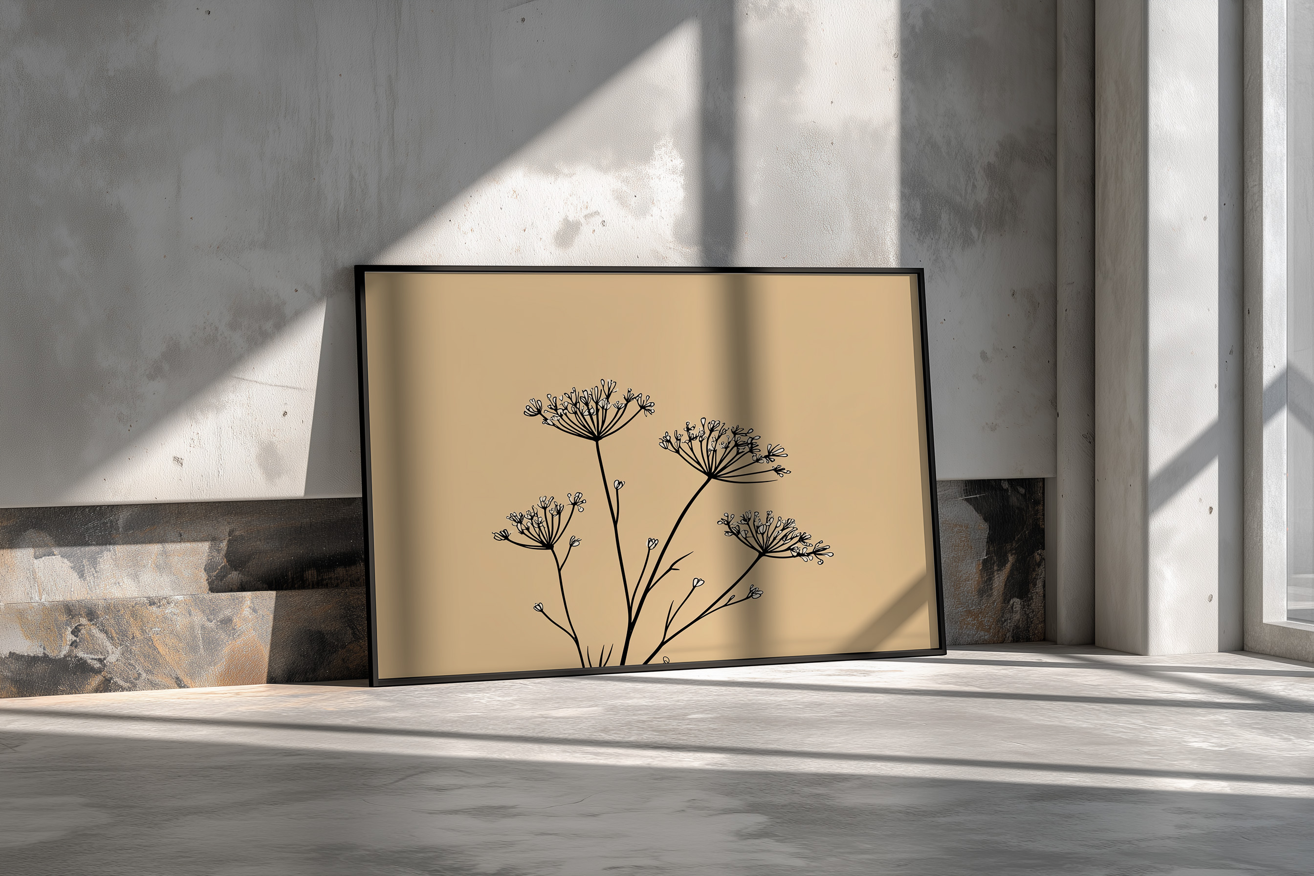 Minimalist Wildflower Line Art Print – Modern Botanical Wall Décor