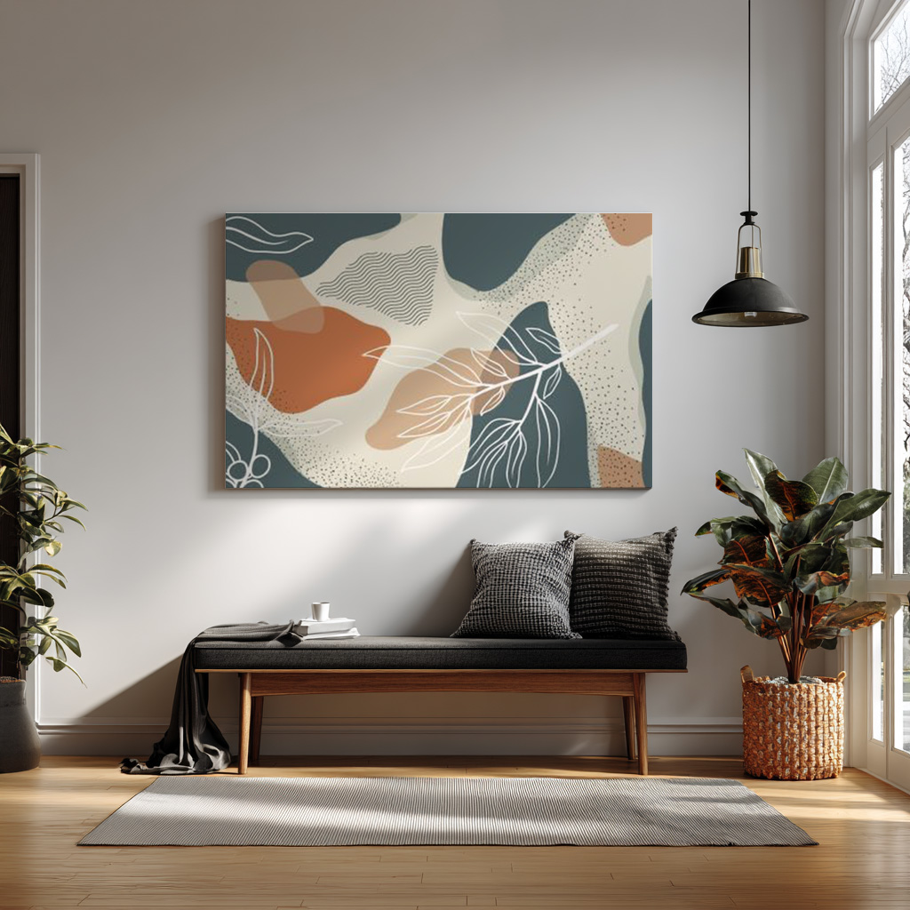 Abstract Botanical Pattern Art Print – Earthy Modern Wall Décor