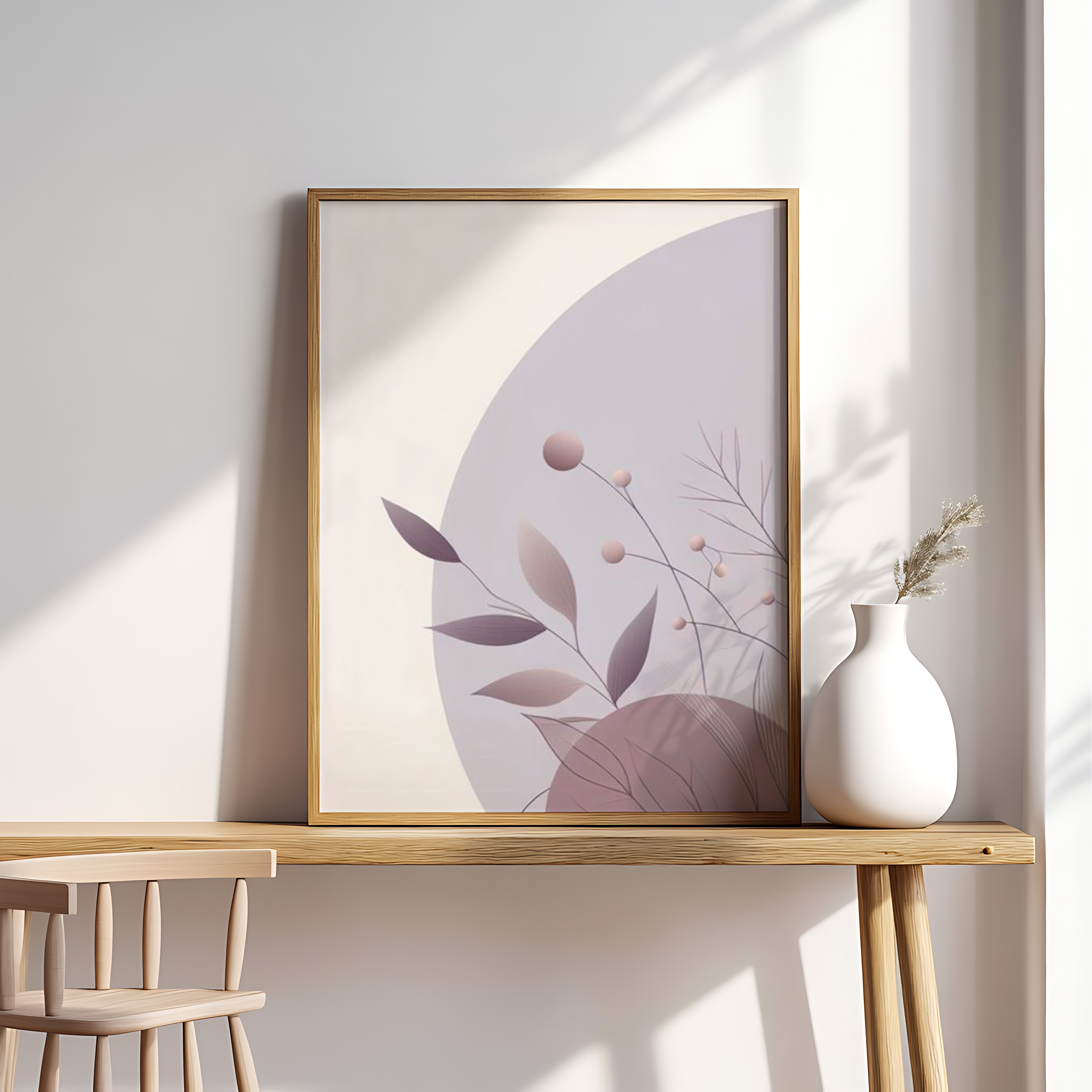 Minimalist Botanical Abstract Art Print – Soft Neutral Wall Décor