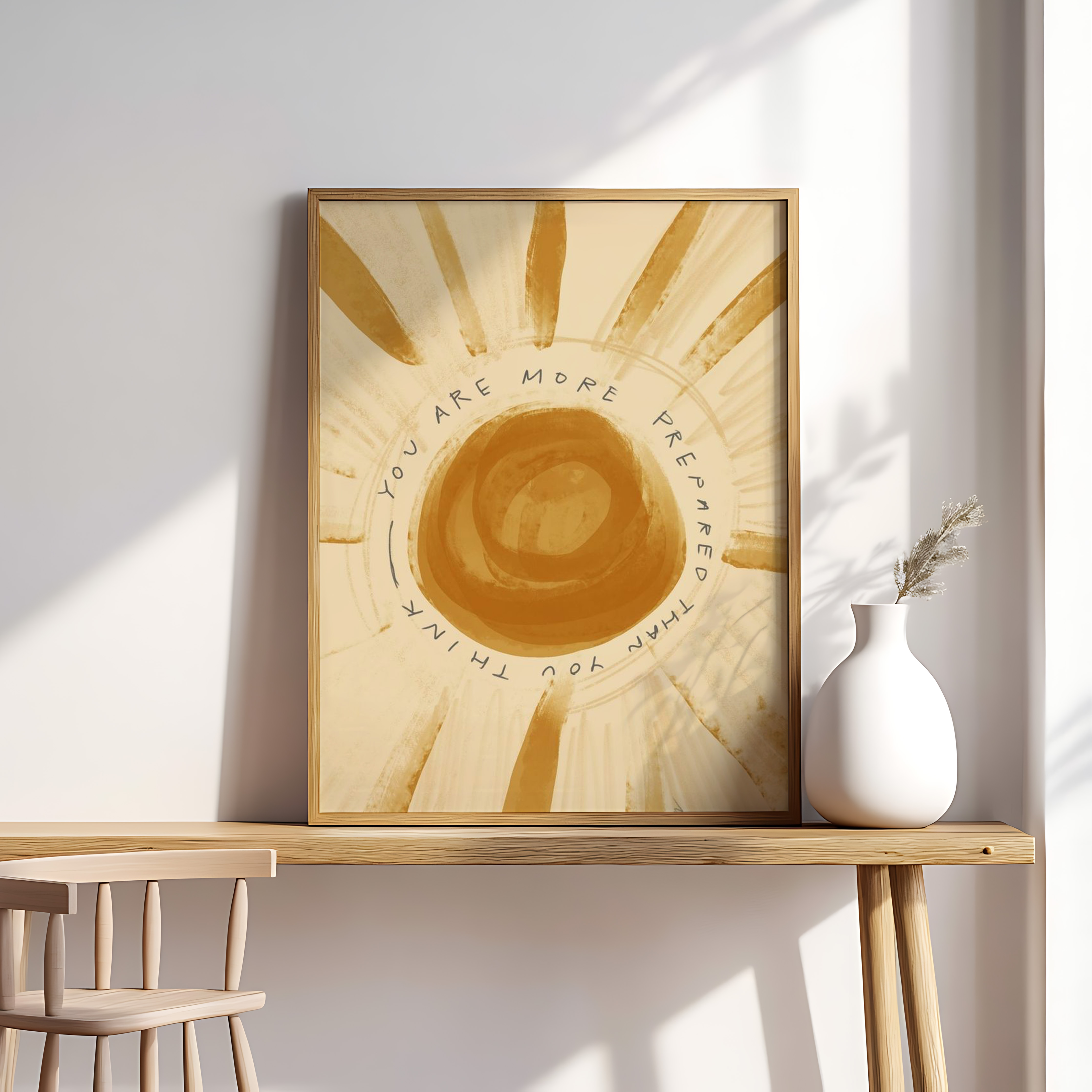 You Are More Prepared Than You Think Wall Art – Minimal Sun Affirmation Print