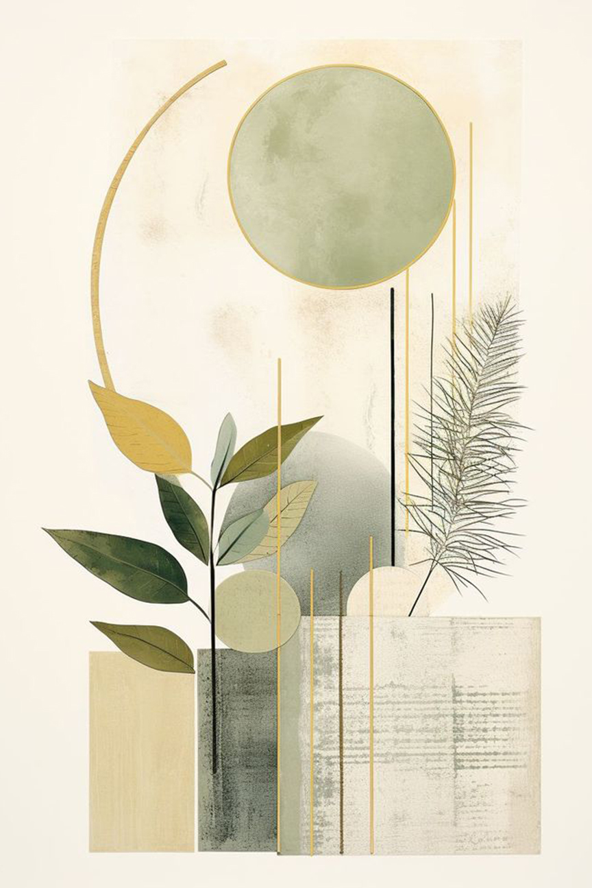 Abstract Botanical Geometry – Modern Minimalist Wall Art