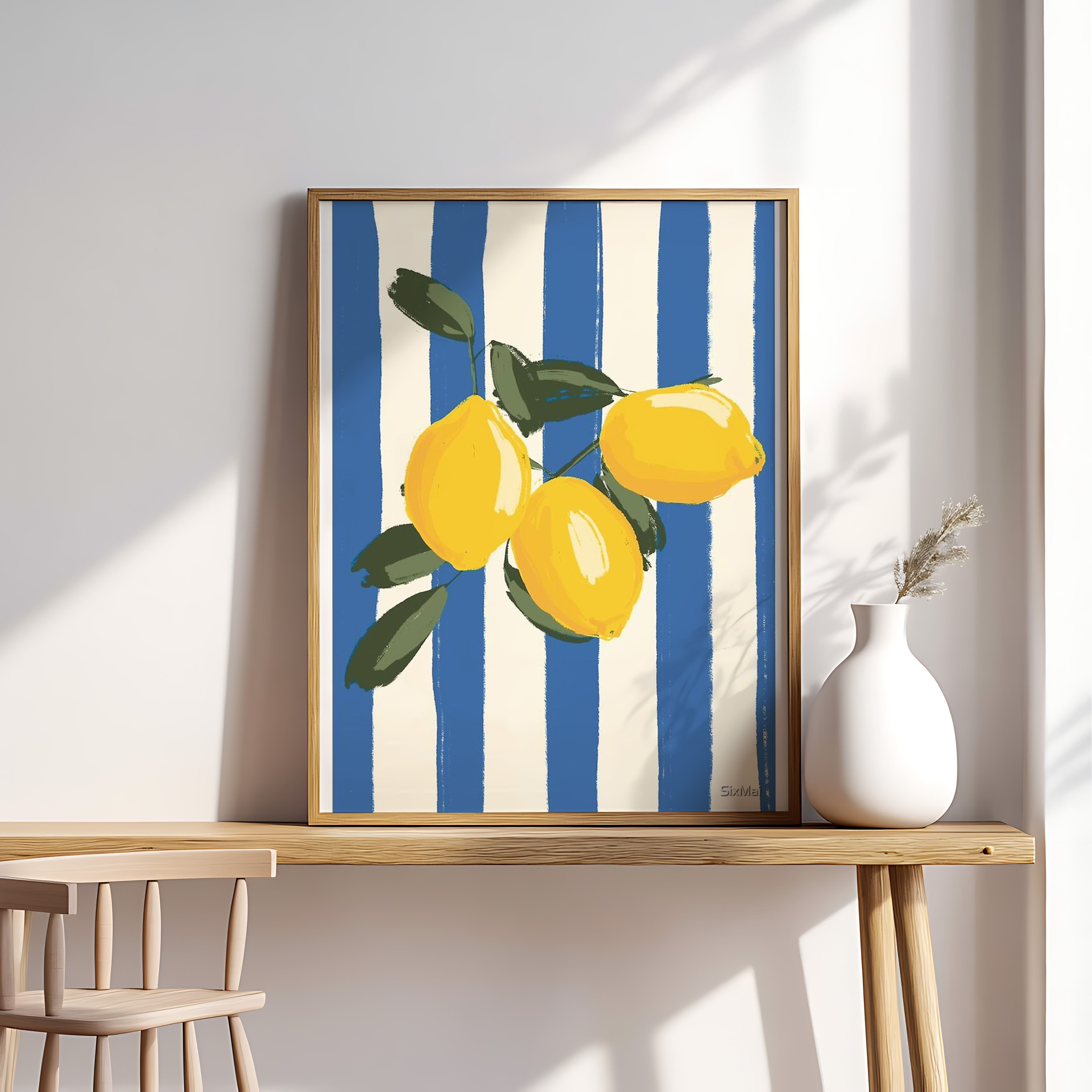 Fresh Lemon Art Print – Mediterranean Yellow Citrus Illustration