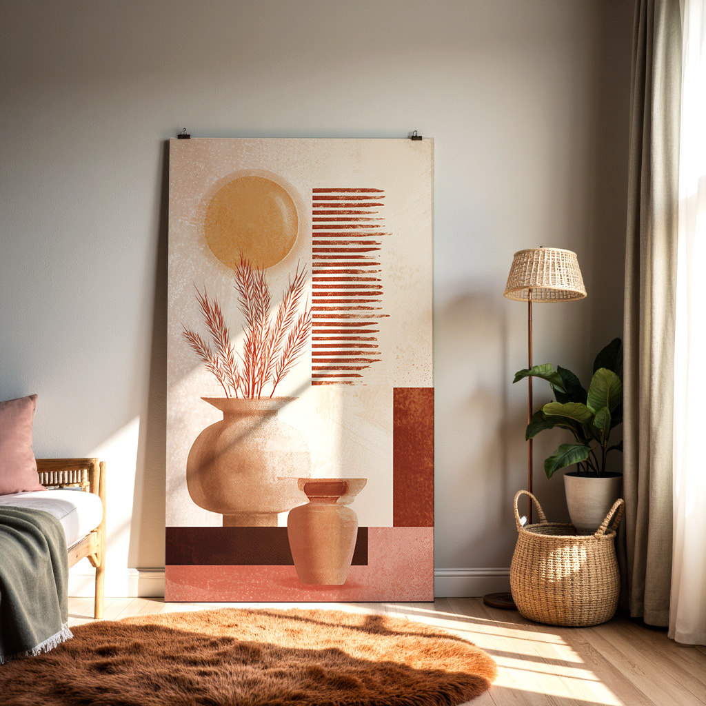 Golden Hour Geometry – Modern Vase Wall Art
