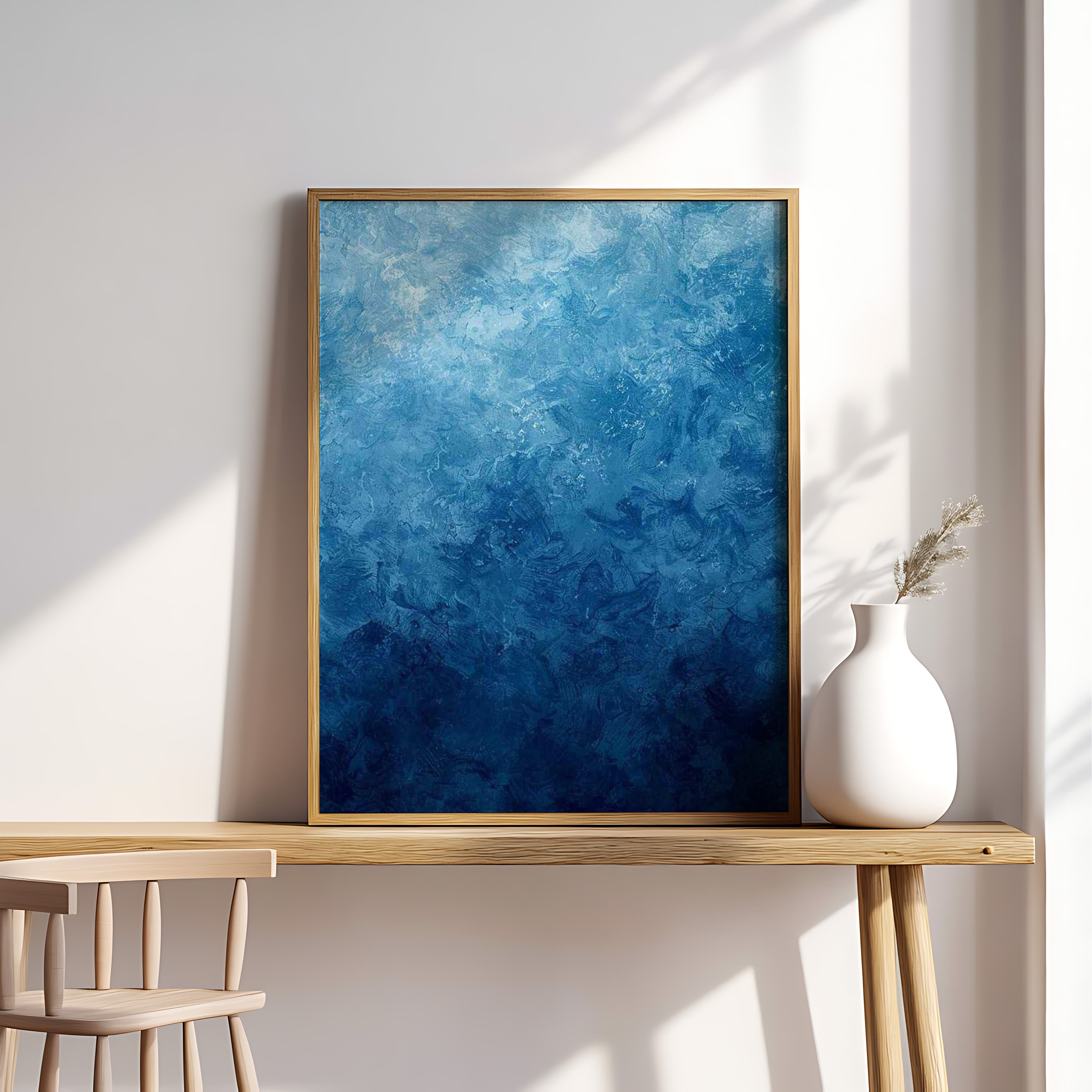 Deep Blue Drift – Abstract Ocean Texture Wall Art