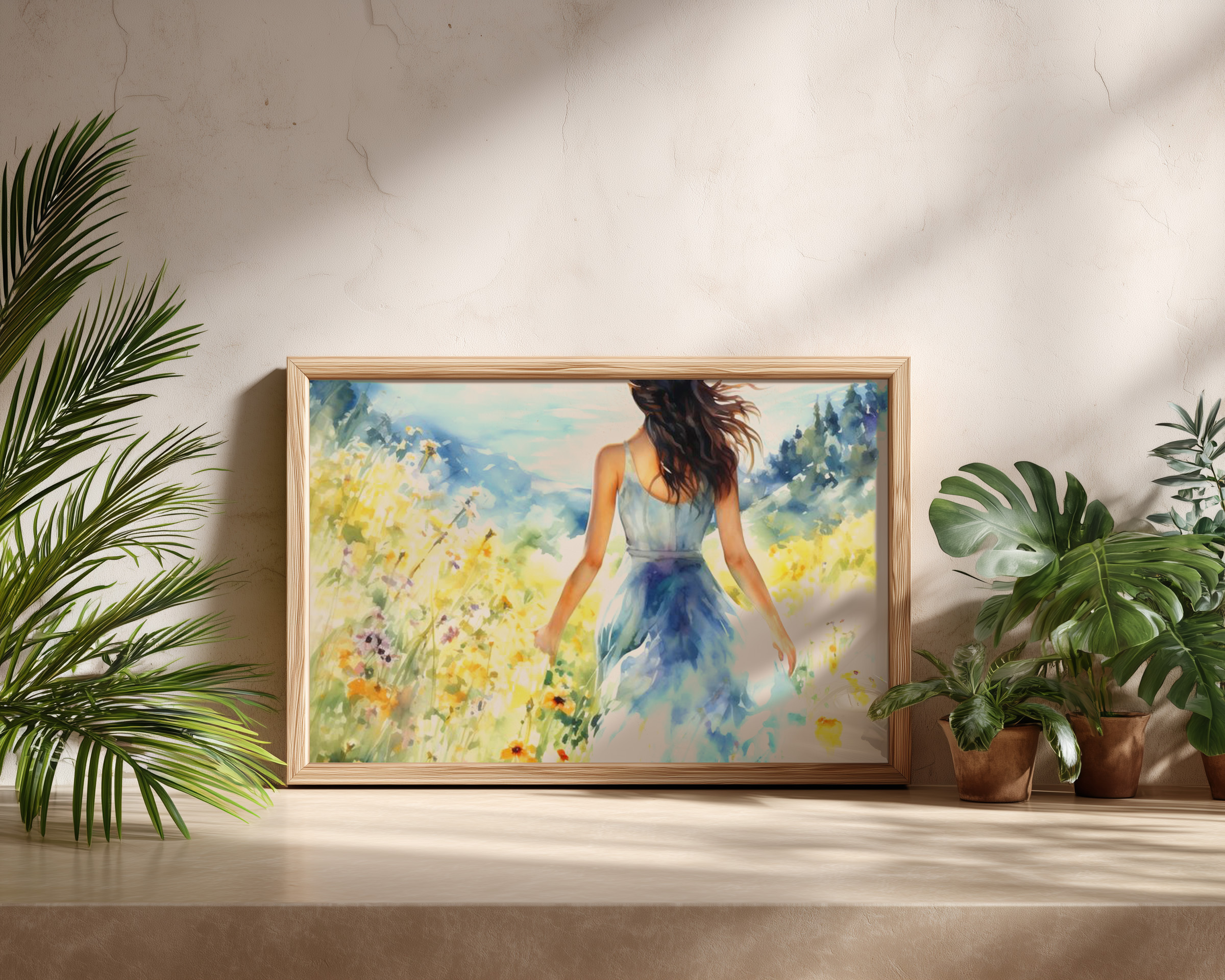 Blooming Daydream – Woman in Wildflower Meadow Wall Art