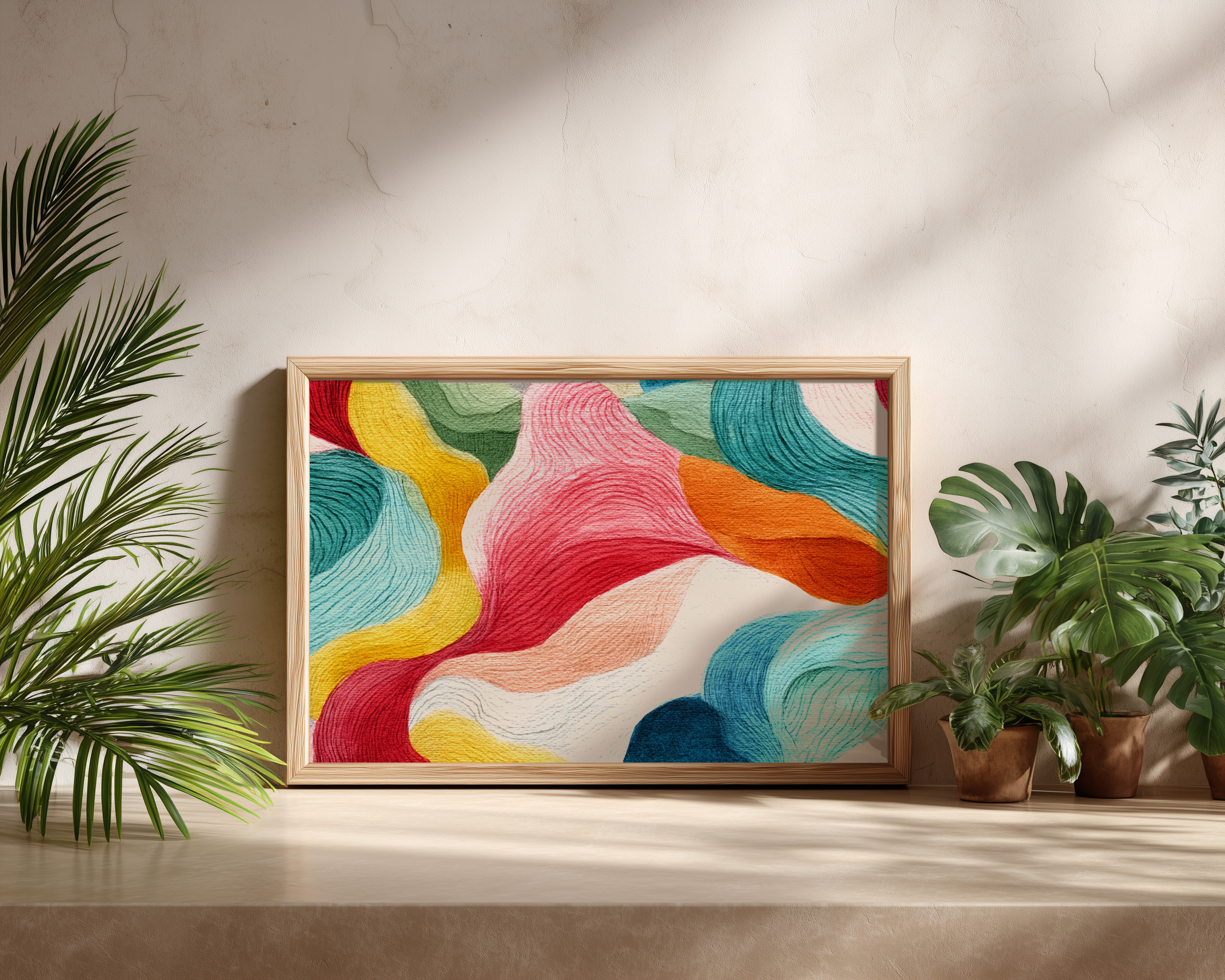 Vibrant Abstract Color Flow Wall Art – Modern Multicolor Design