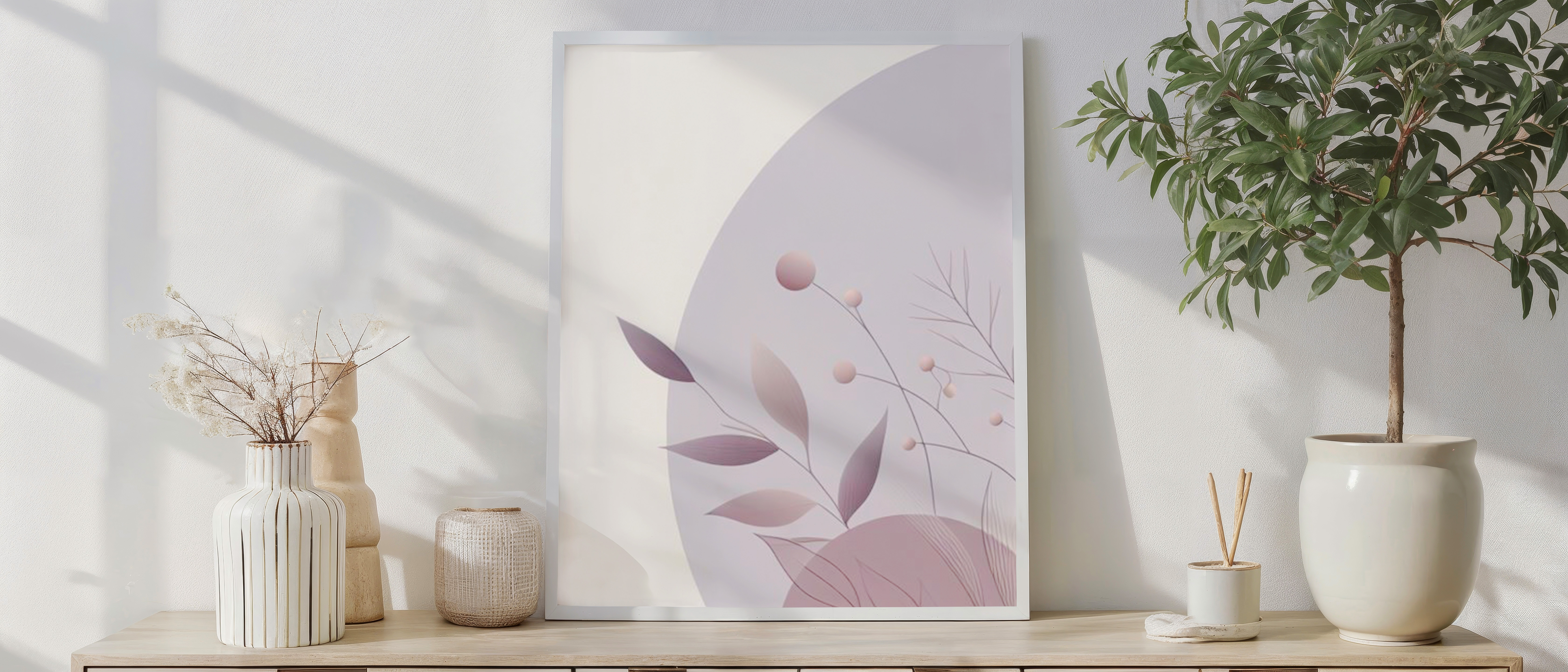 Minimalist Botanical Abstract Art Print – Soft Neutral Wall Décor