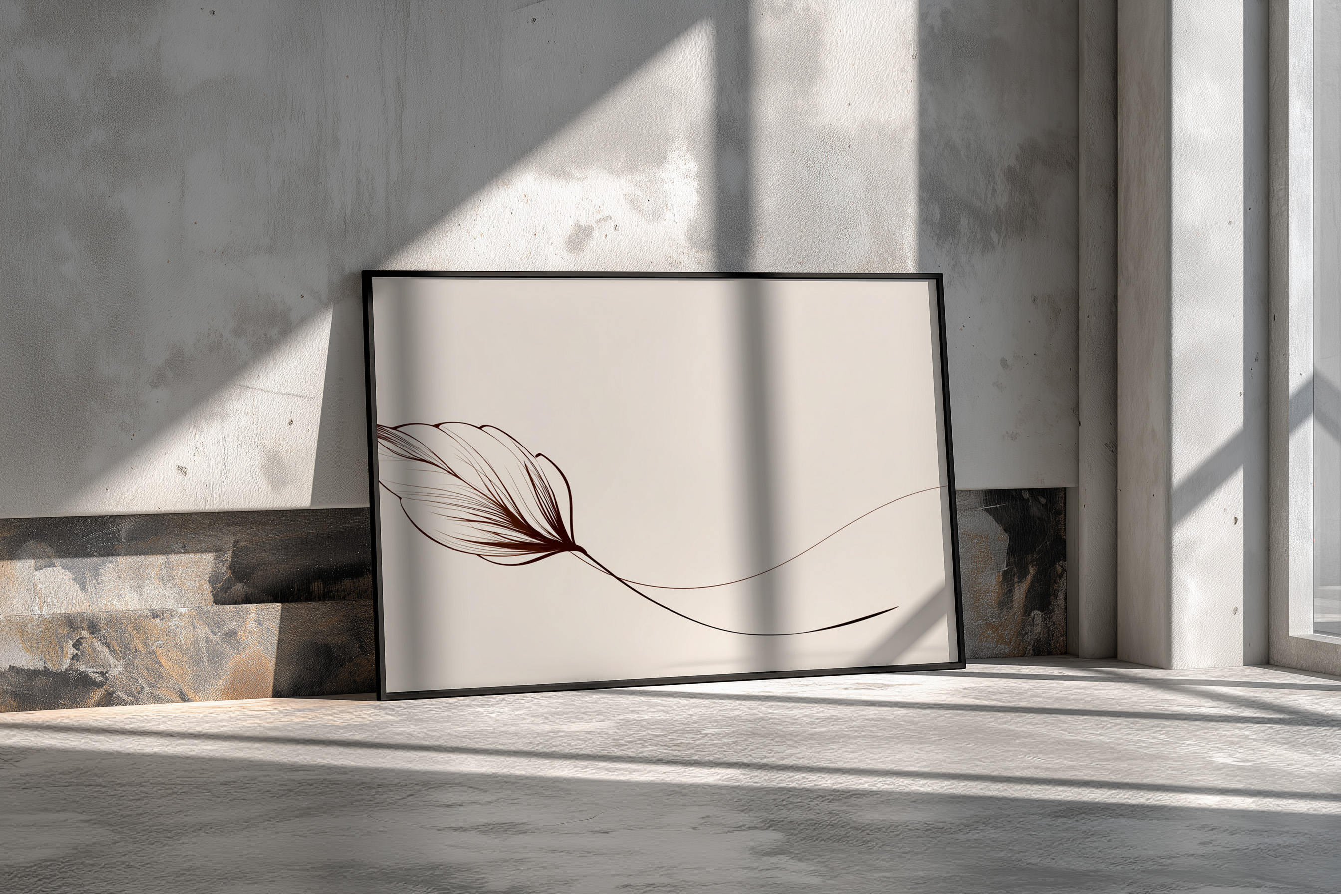 Minimalist Single Leaf Line Art – Elegant Botanical Wall Print