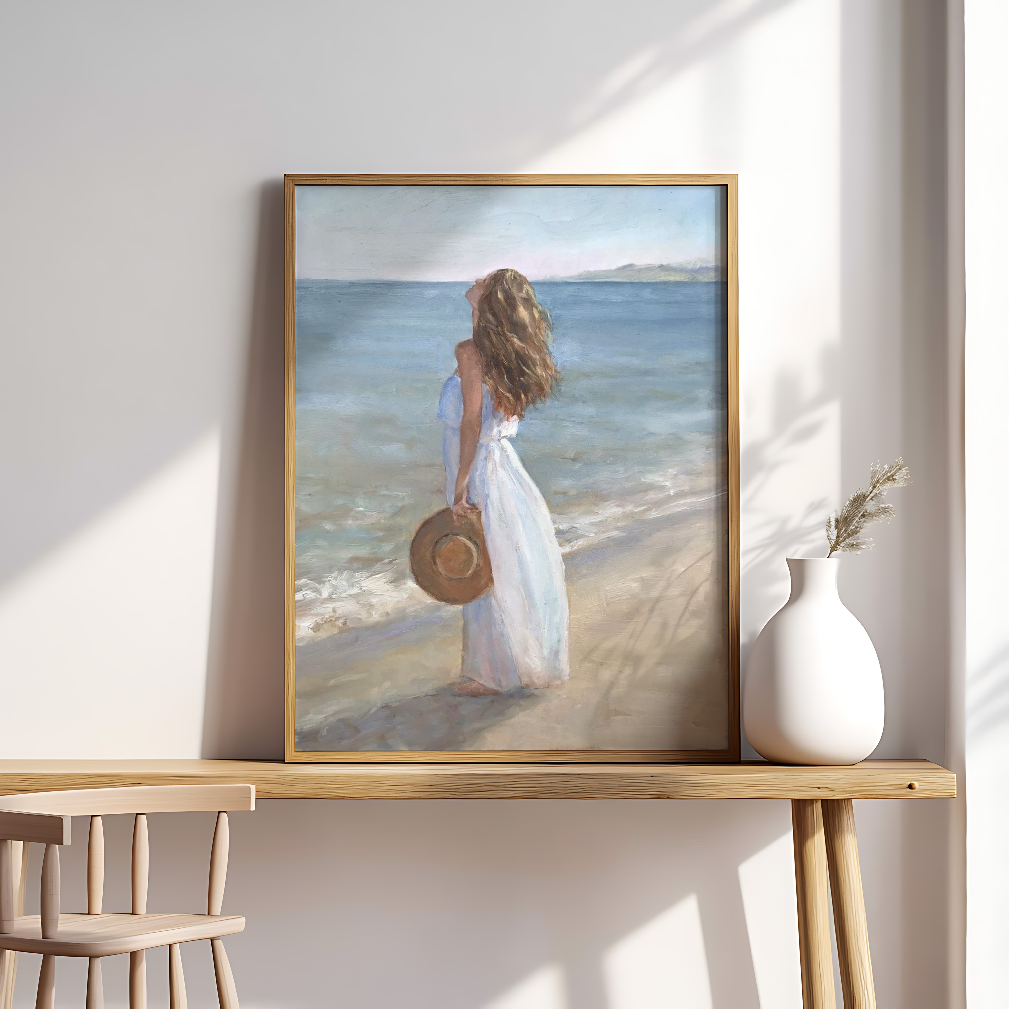 Seaside Breeze – Elegant Coastal Woman Wall Art