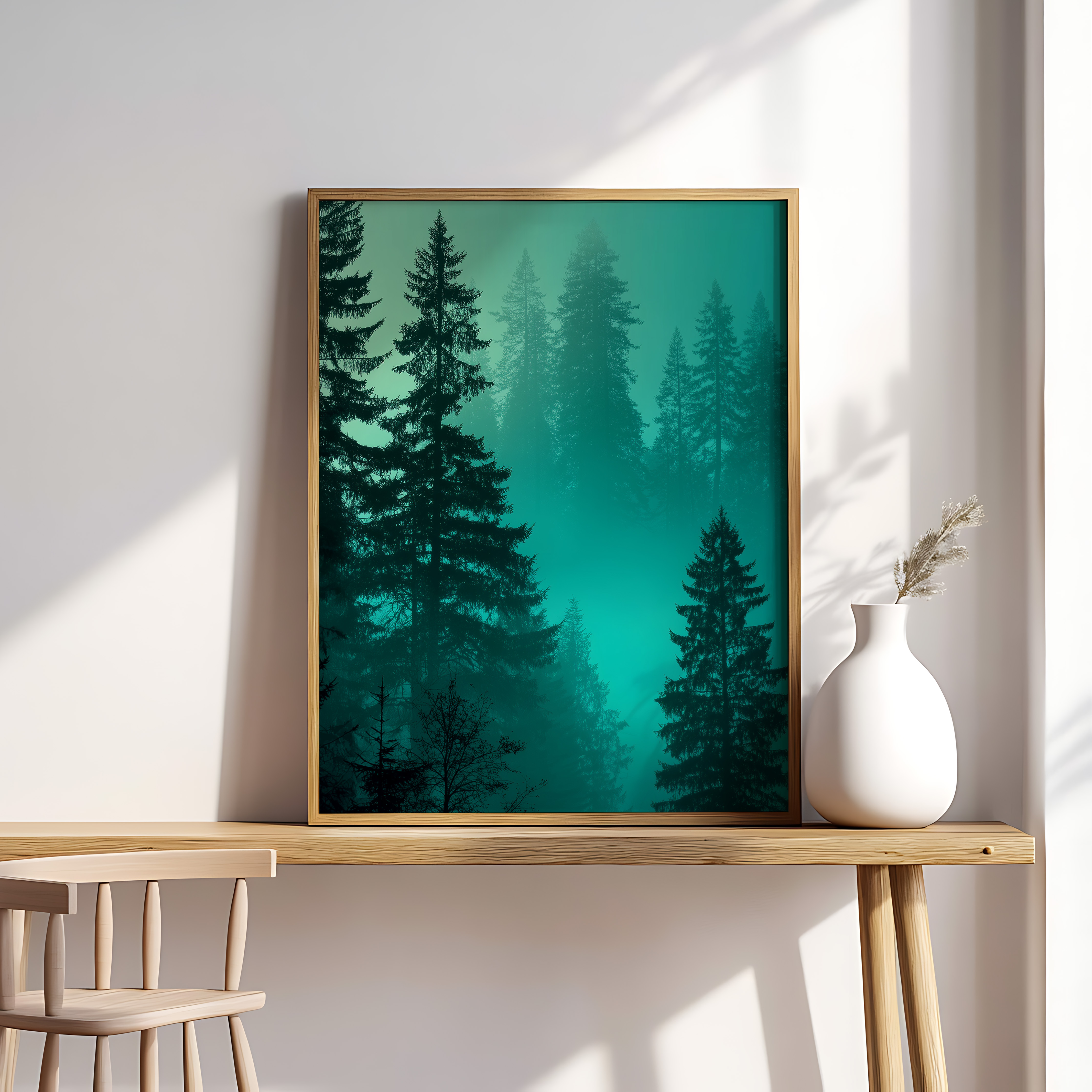 Emerald Silence – Misty Pine Forest Wall Art