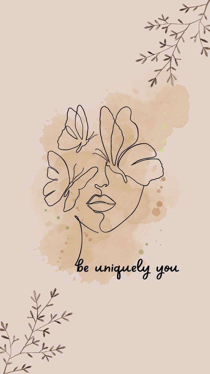 Be Uniquely You Wall Art – Minimal Line Face Floral Illustration