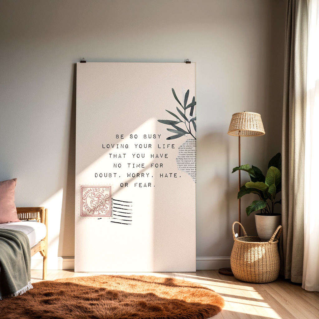 Be So Busy Loving Your Life Wall Art – Inspirational Quote Minimal Print