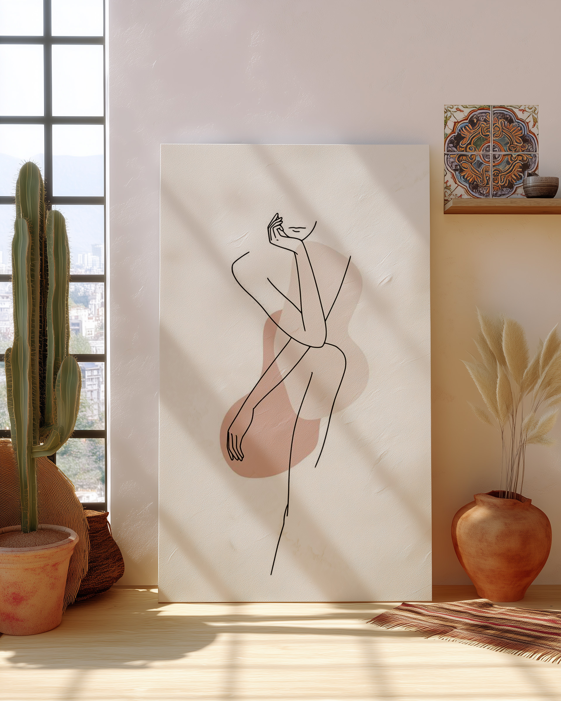 Minimalist Female Line Art Print – Modern Abstract Woman Illustration