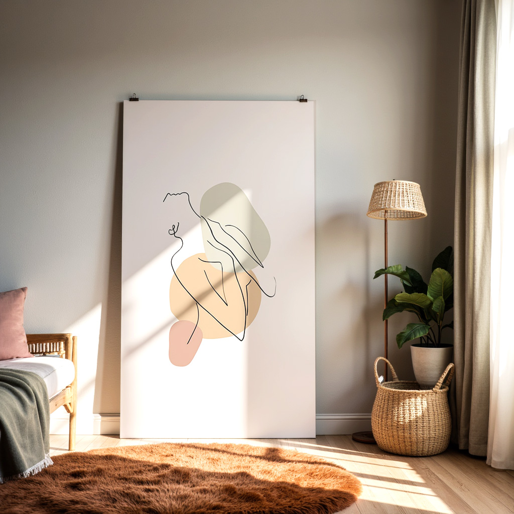 Minimalist Abstract Woman Line Art – Modern One Line Figure Print