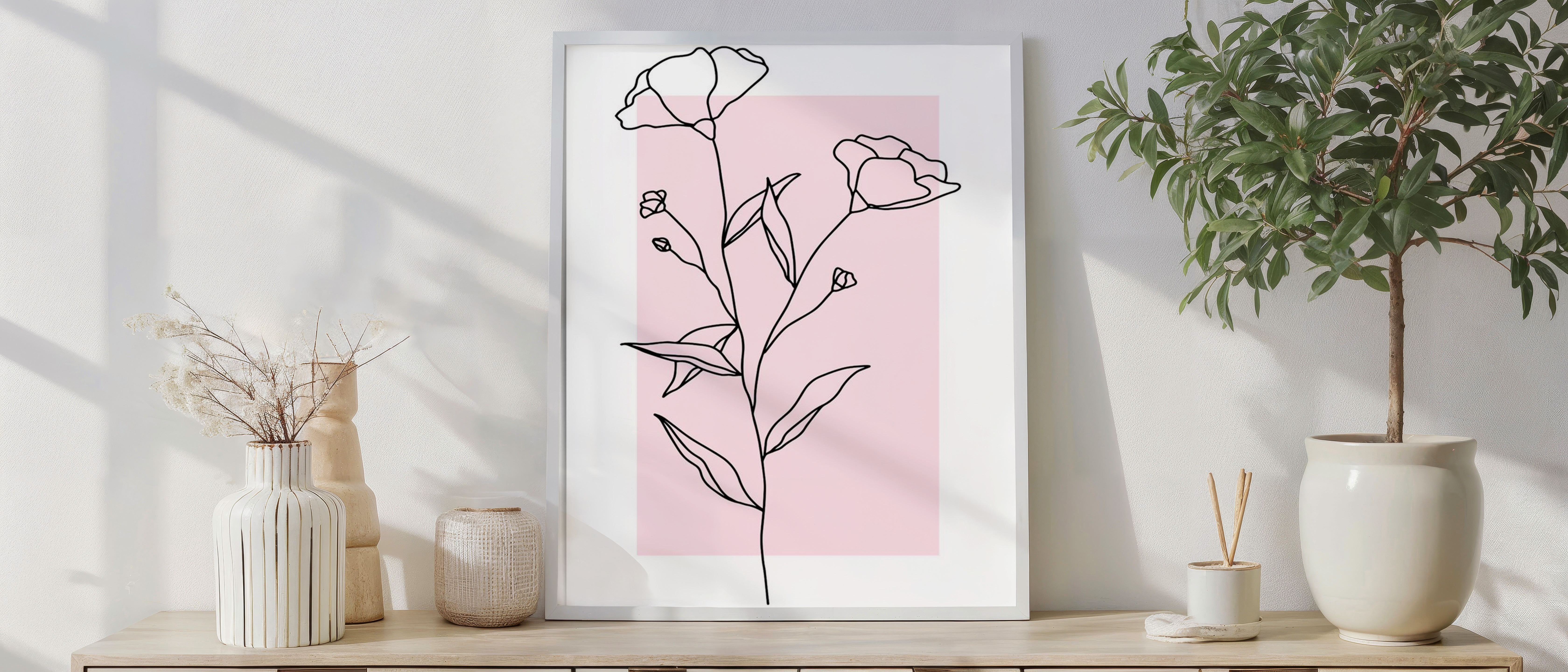 Minimalist One-Line Floral Art Print – Modern Botanical Line Drawing