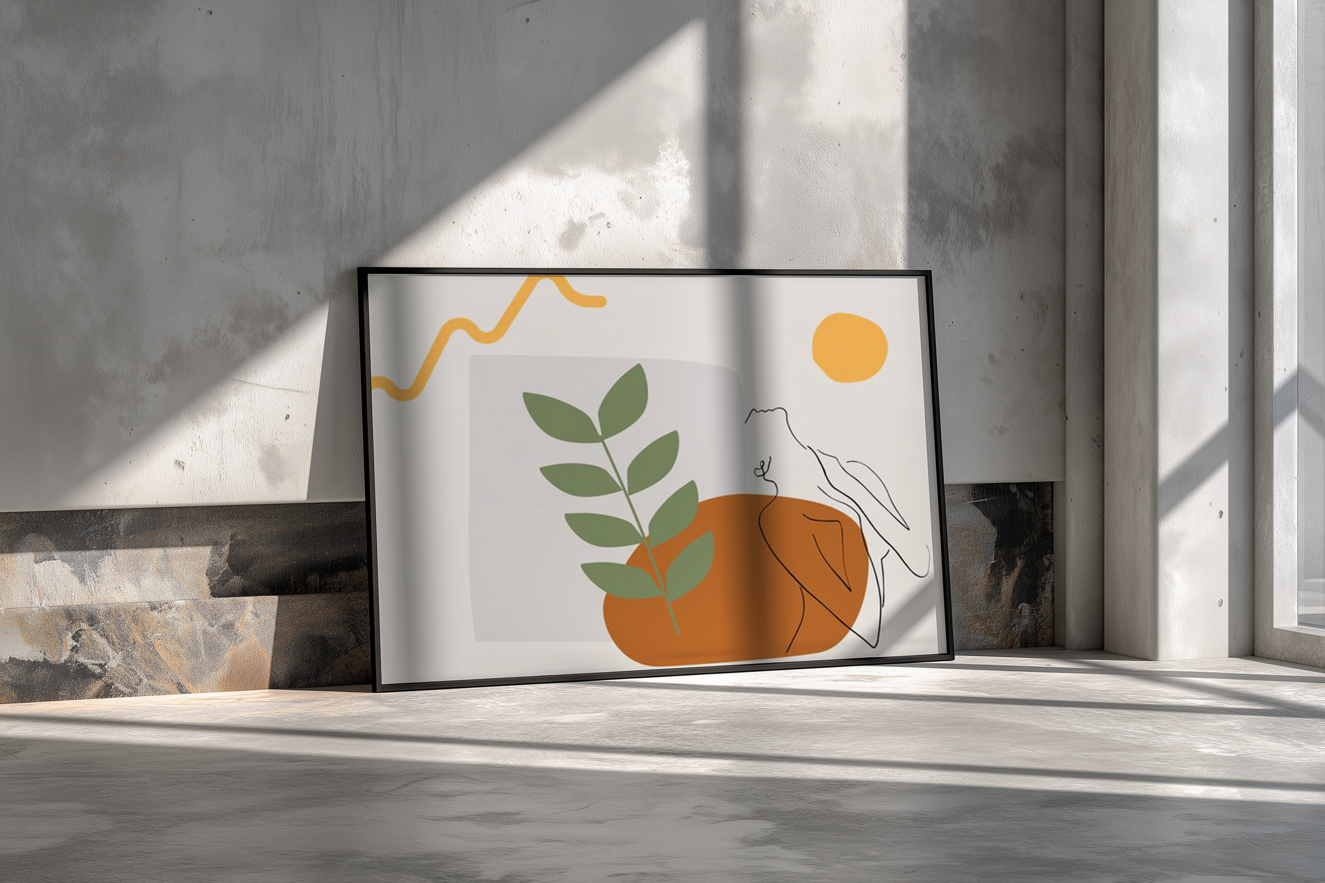 Abstract Botanical Line Art – Minimalist Modern Woman & Leaf Print