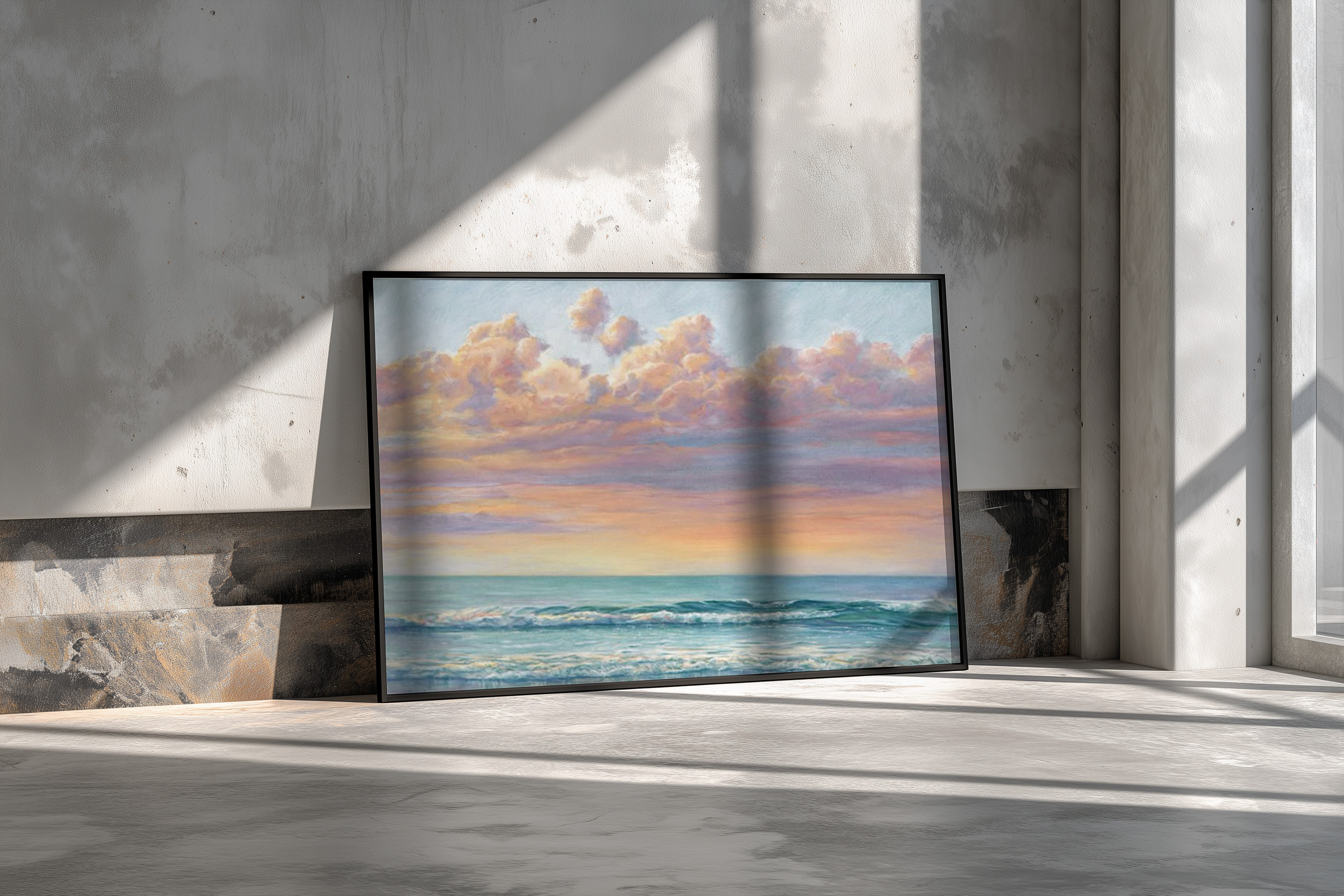 Tranquil Pastel Horizon – Serene Ocean Sunrise Wall Art