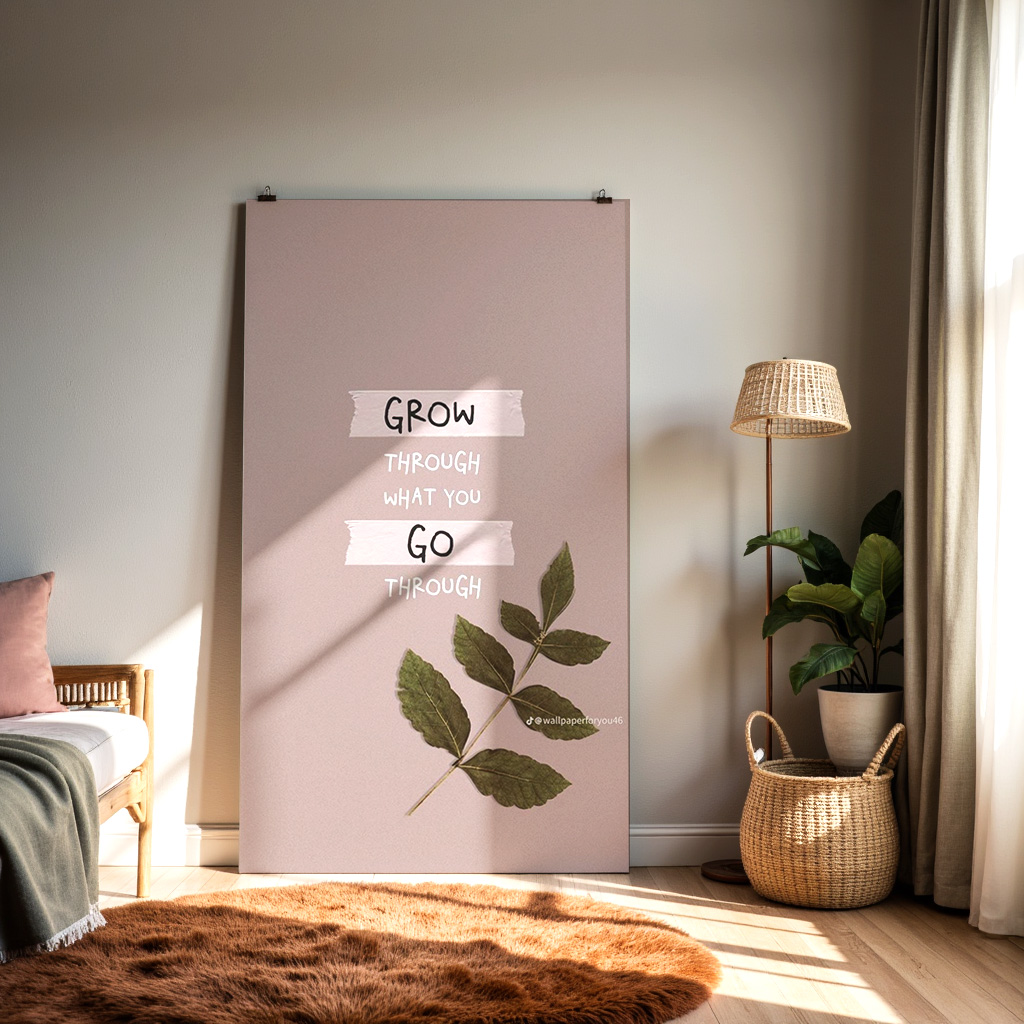 Grow Through What You Go Through Wall Art – Minimal Inspirational Quote Print