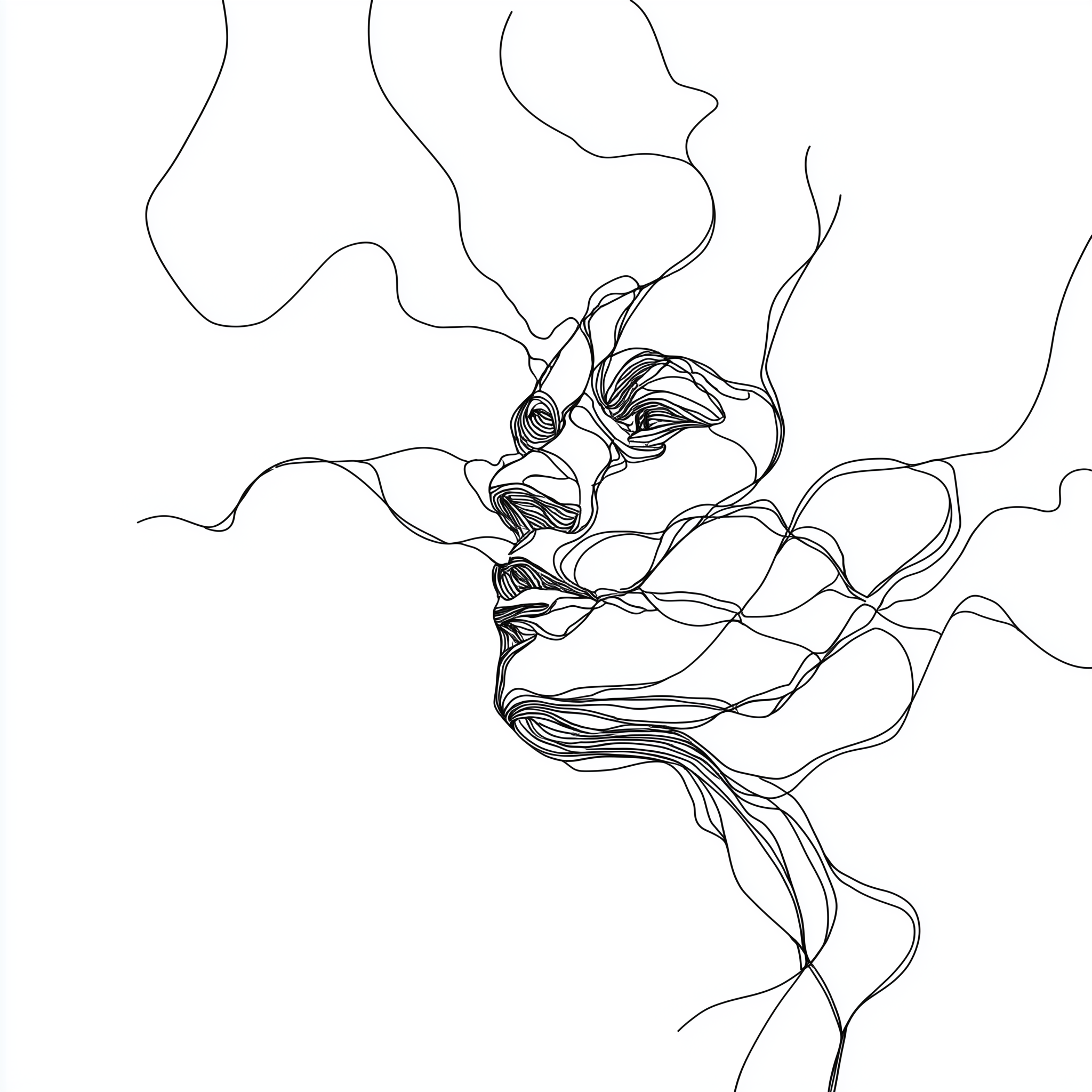 Abstract One-Line Face Drawing – Modern Minimalist Continuous Line Art Print