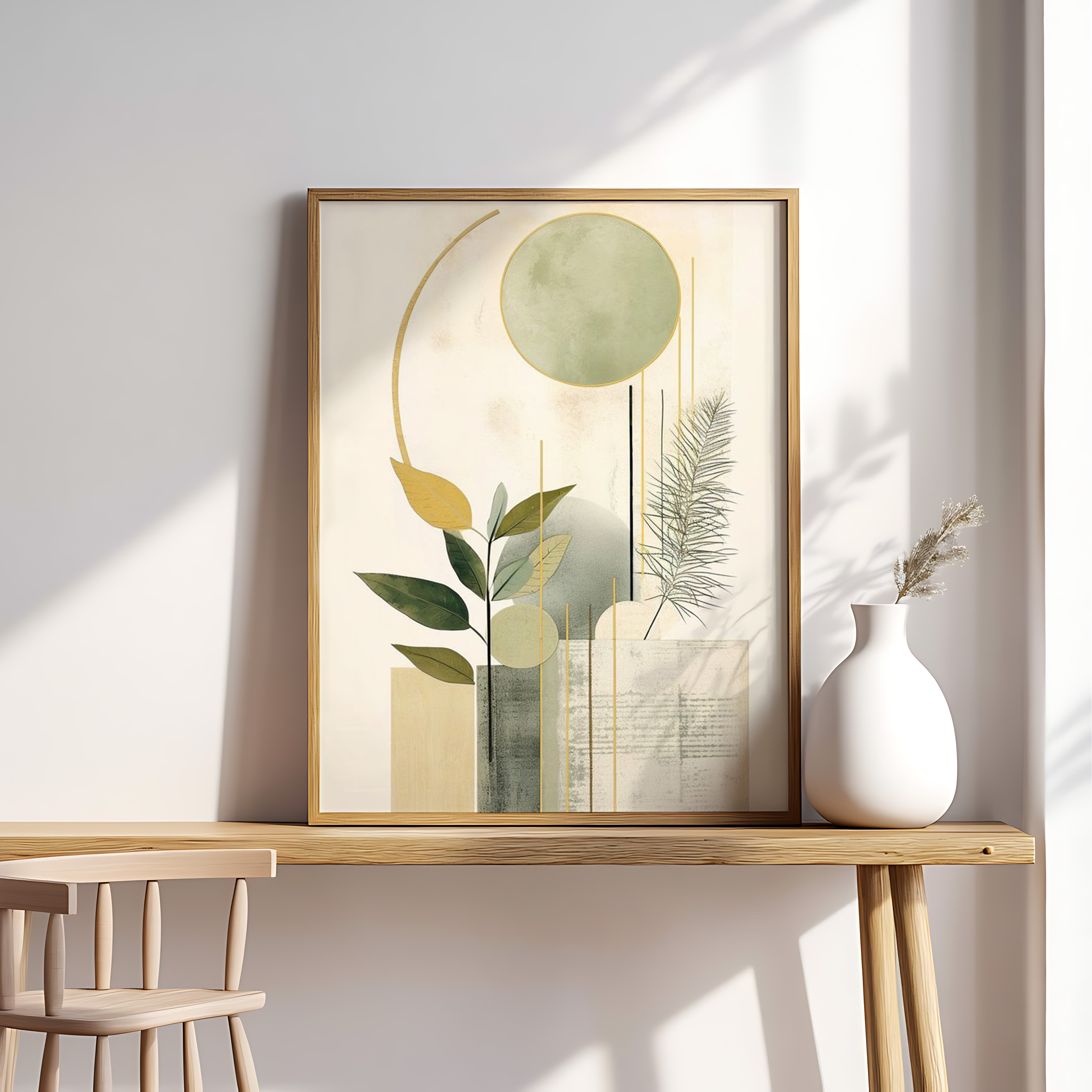 Abstract Botanical Geometry – Modern Minimalist Wall Art