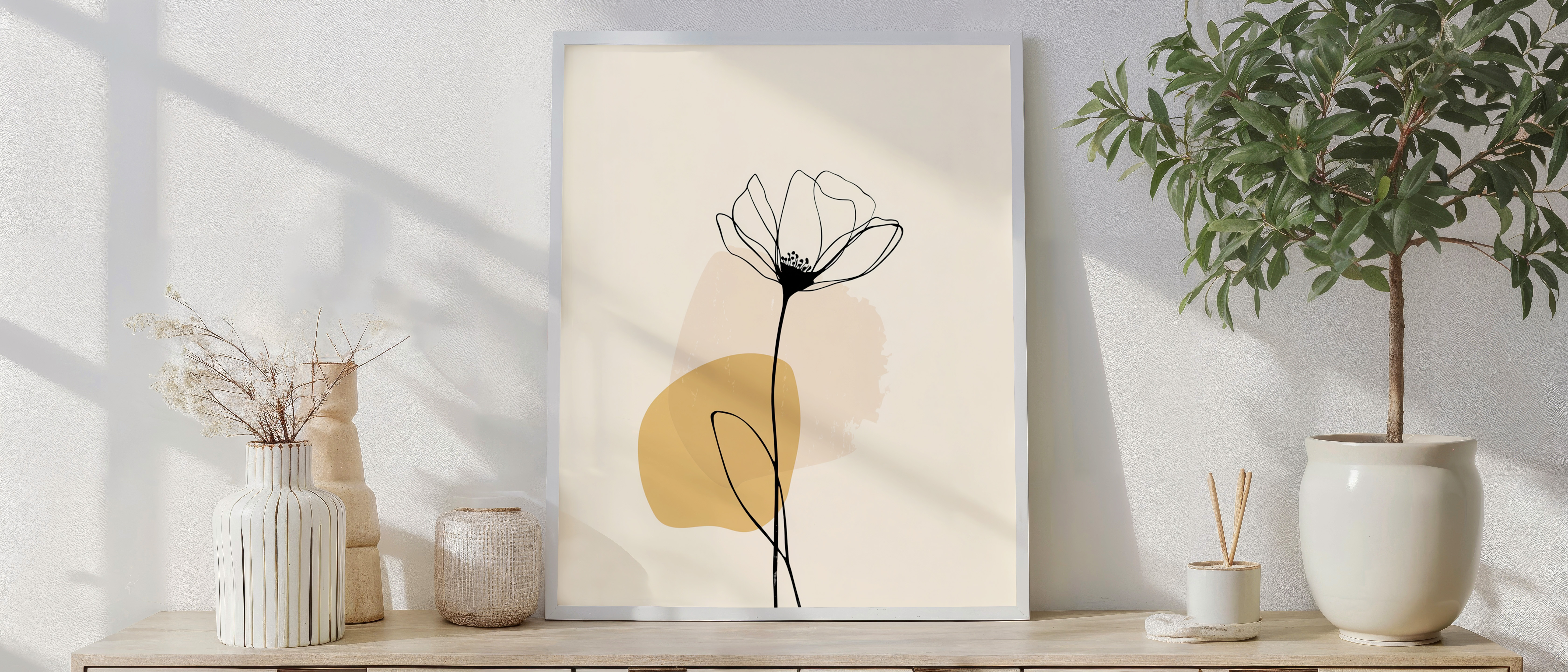 Minimalist Single Flower Line Art Print – Modern Abstract Botanical Décor
