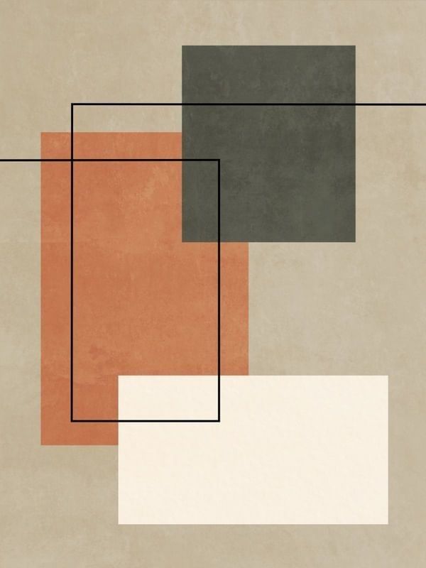 Modern Geometric Abstract Wall Art – Minimalist Shapes Print, Neutral Mid-Century Style Decor