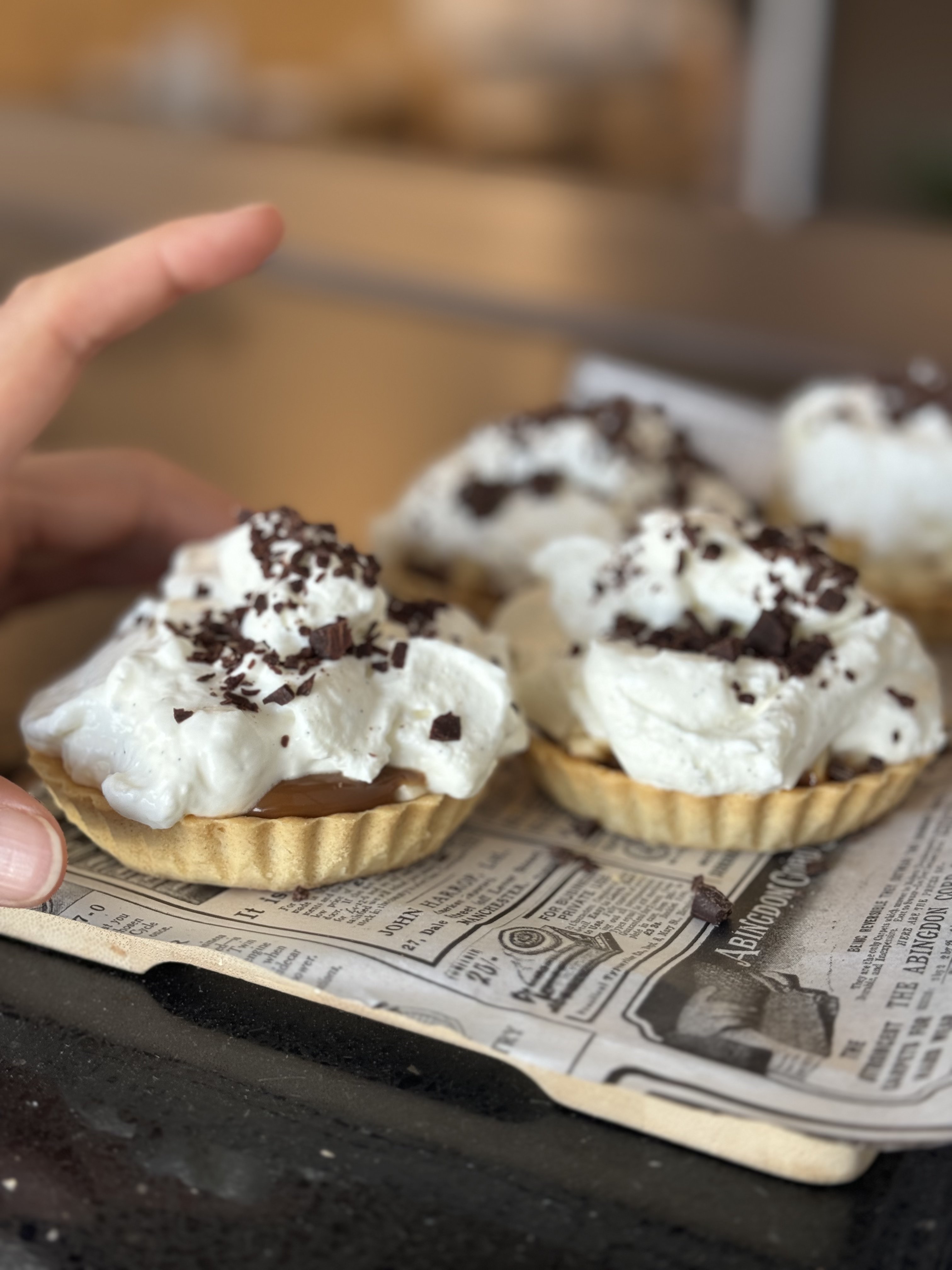 Tartaletas de crema y chocolate