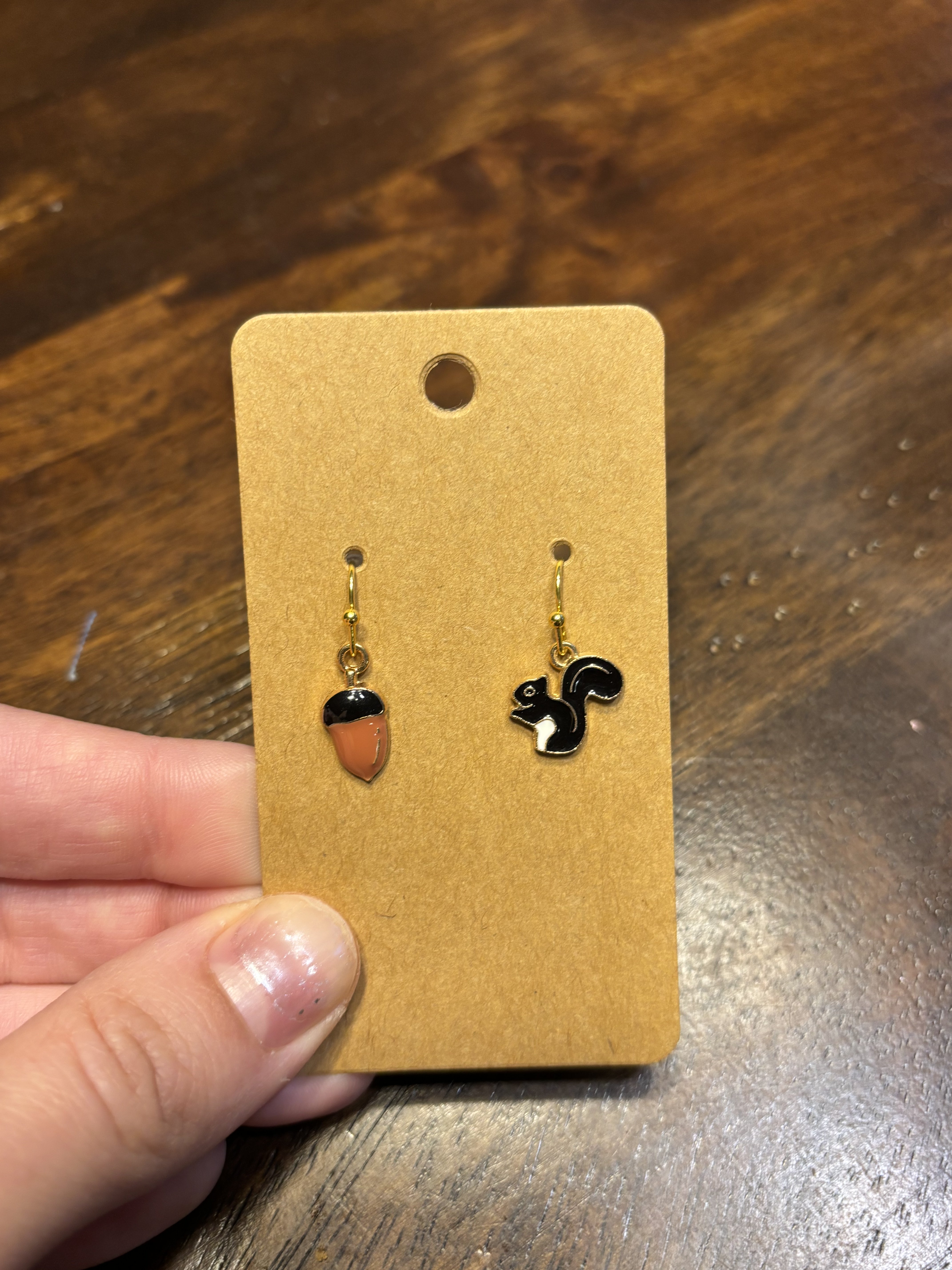 Squirrel and Acorn Mismatched Earrings