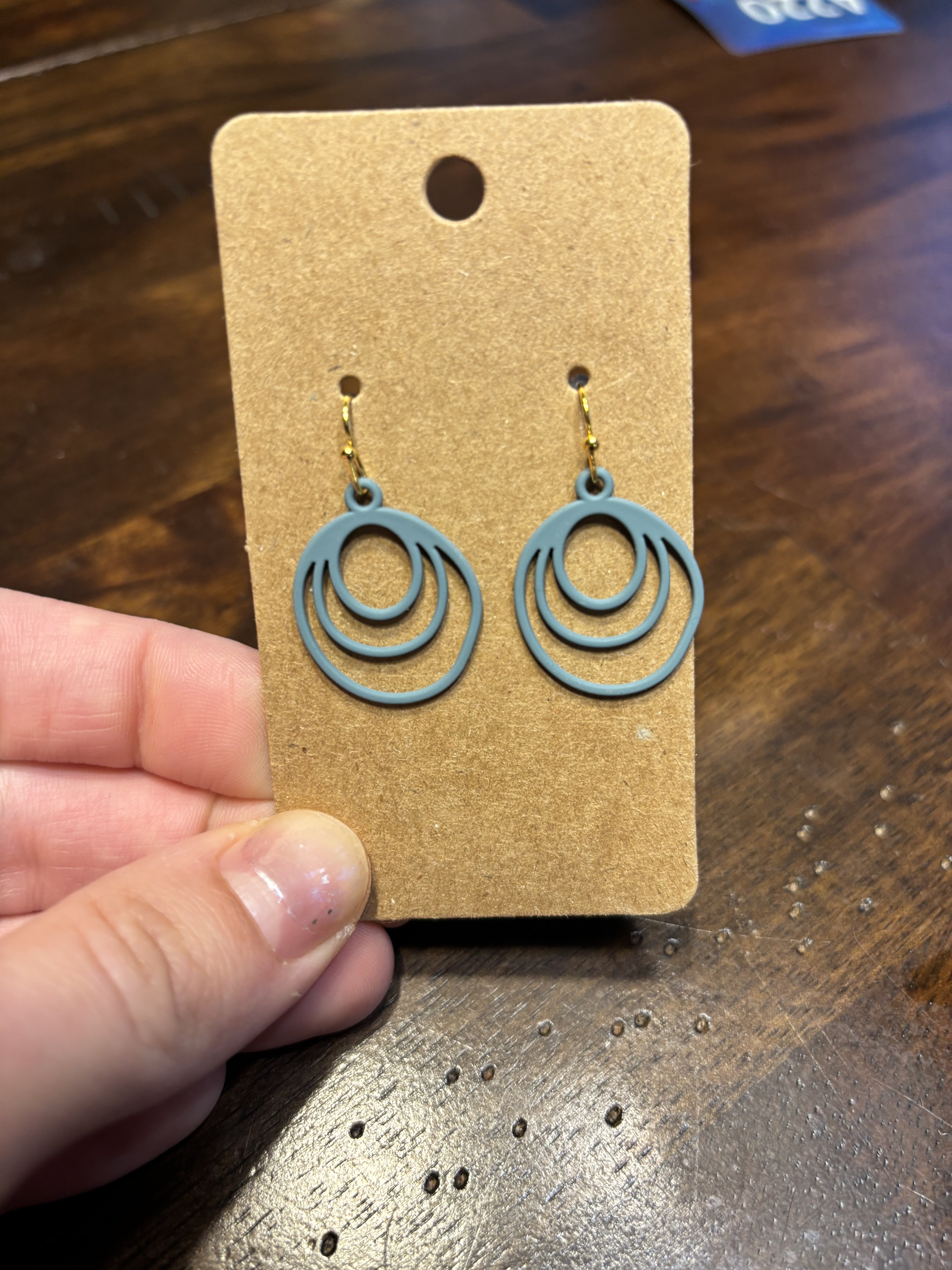 Blue Geometric Drop Earrings