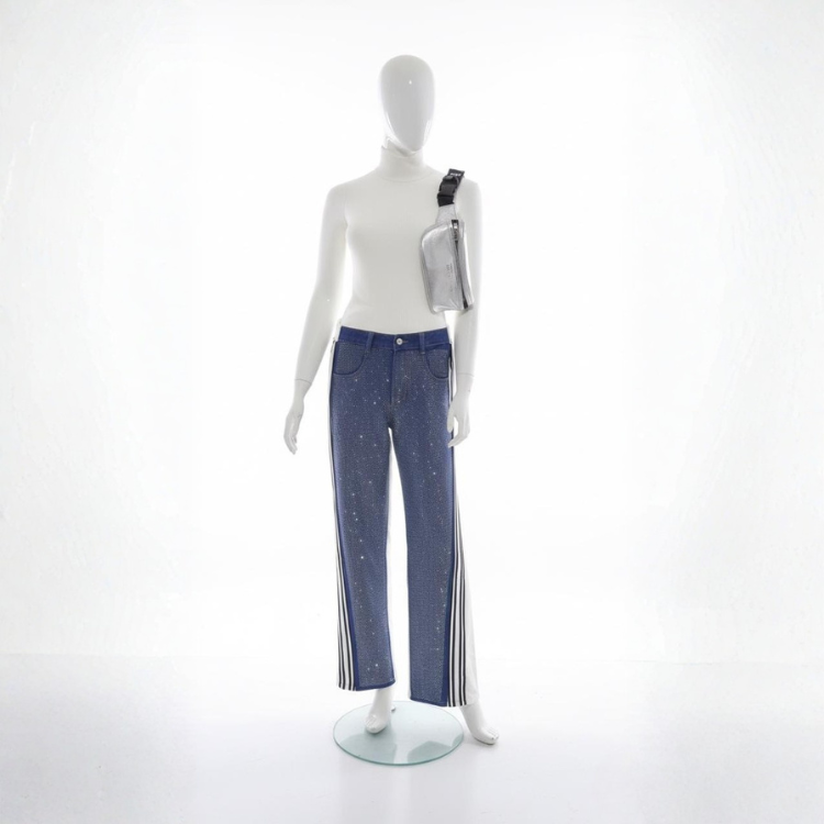 Pantalones De Mezclilla Azul Con Rayas