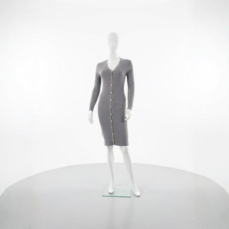 Vestido Gris De Punto