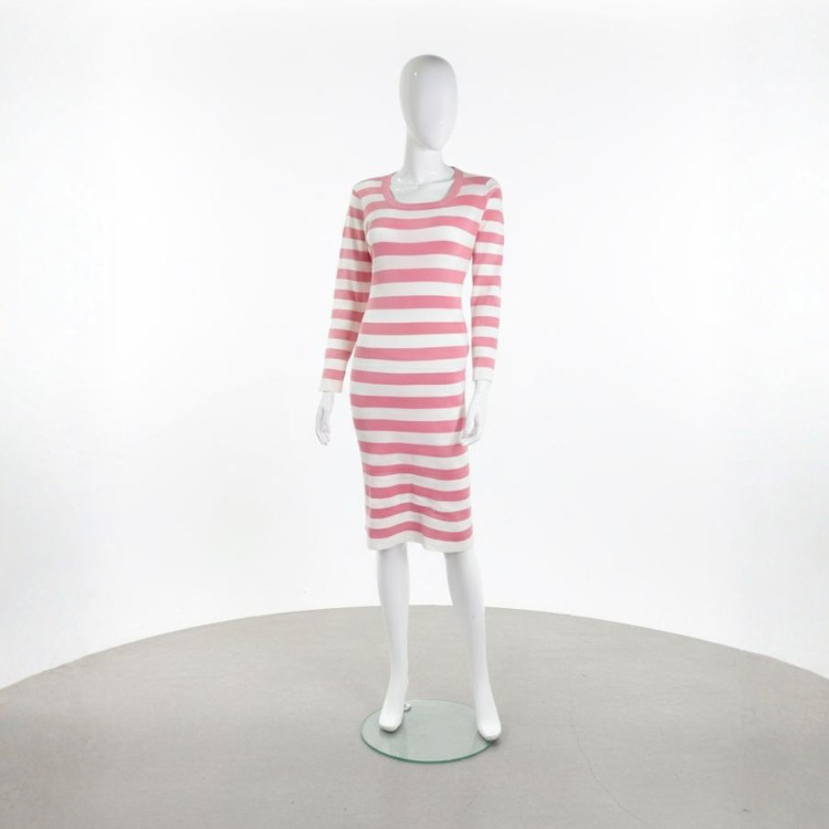 Vestido De Rayas Rosa Y Blanco